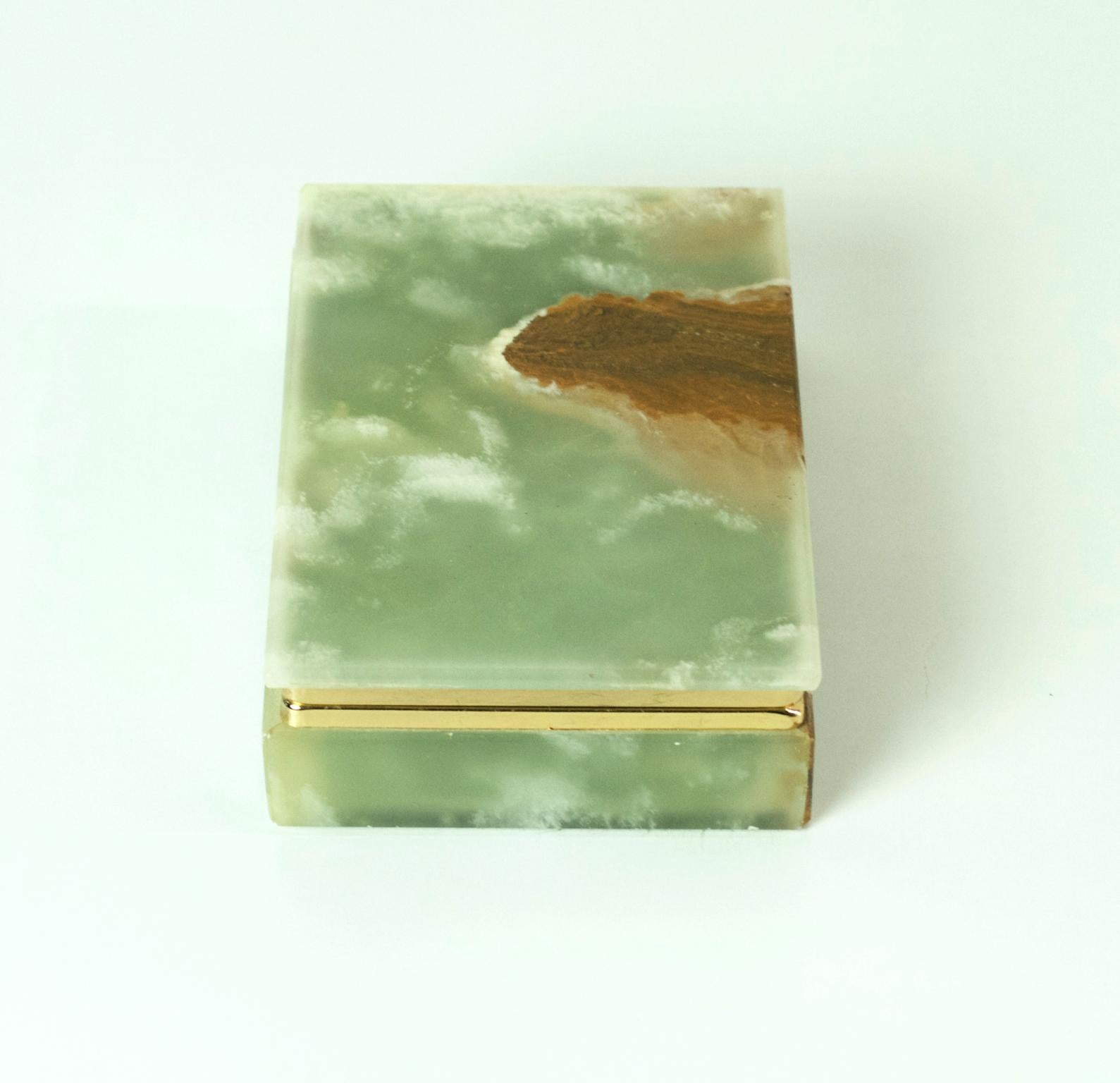 Mid-Century Modern Italian Jade Green Onyx Marble Box