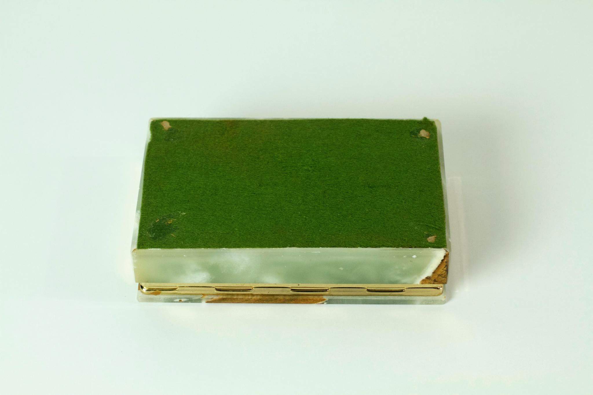 20th Century Italian Jade Green Onyx Marble Box
