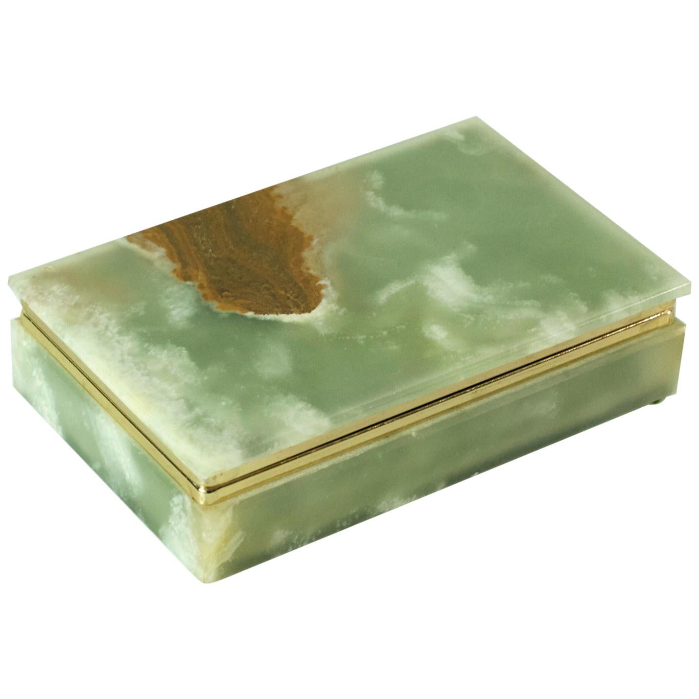 Italian Jade Green Onyx Marble Box