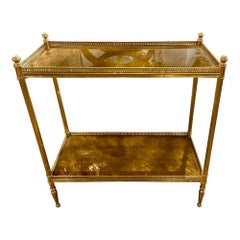 Table d'appoint italienne en laiton de style Jansen avec plateau en miroir églomisé