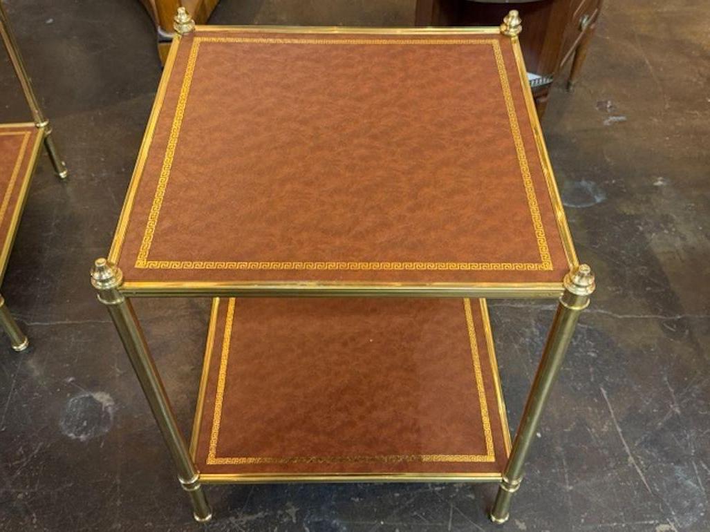 Brass Italian Jansen Manner Side tables For Sale