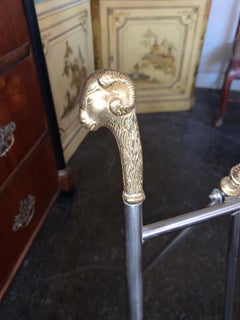 Italian Jansen Style Steel and Brass Magazine Stand