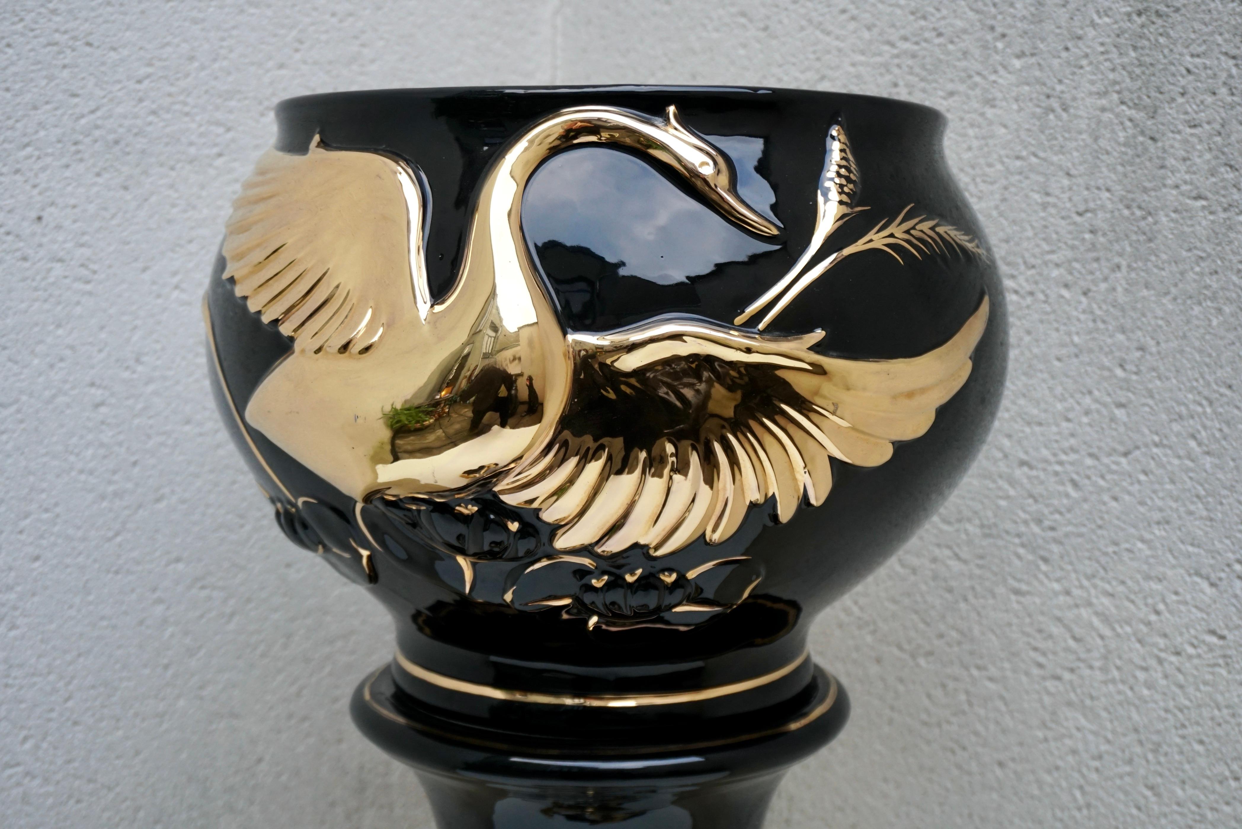 Italian Jardiniere on Pedestal with Swans For Sale 3