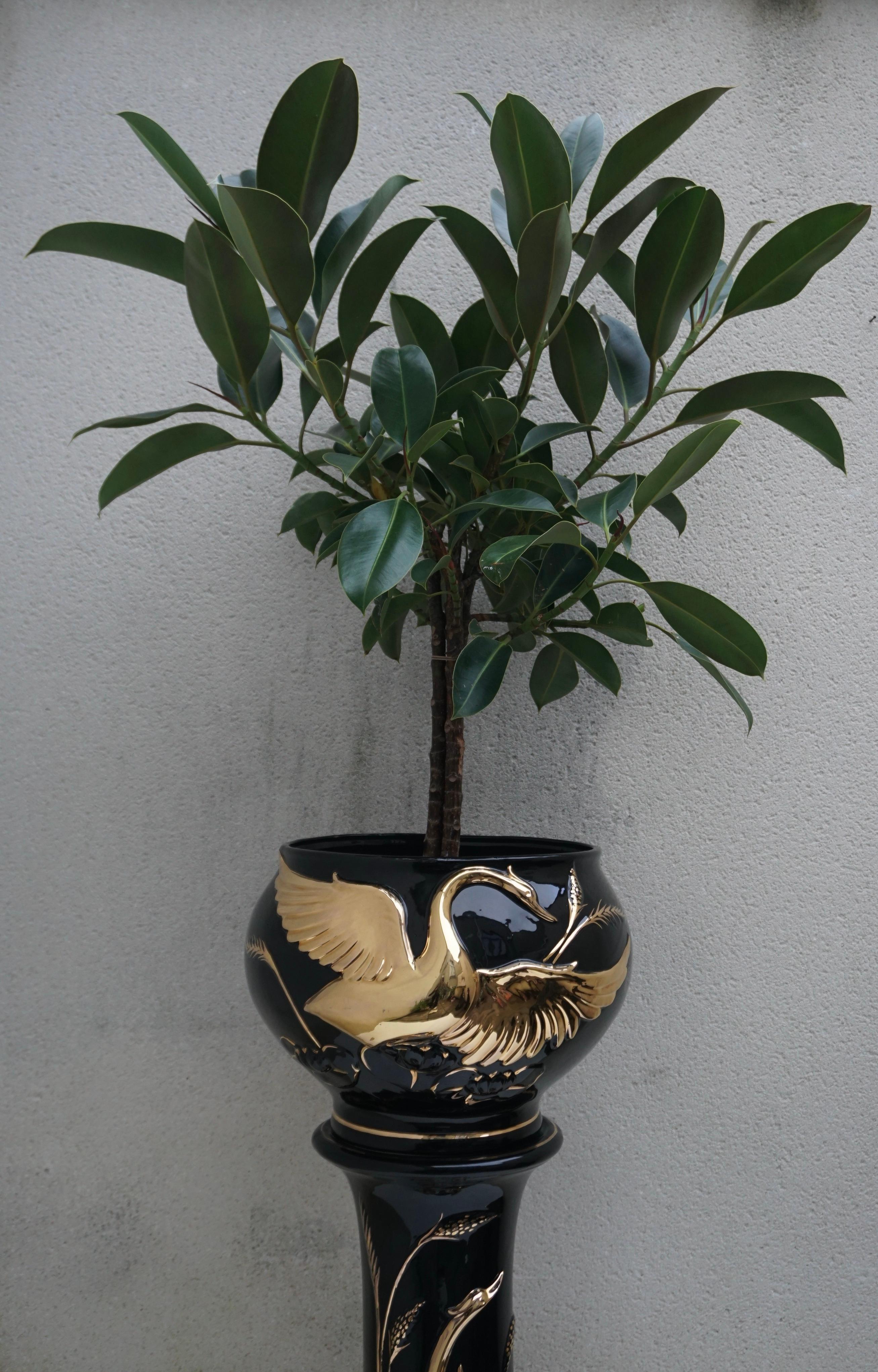 Italian Jardiniere on Pedestal with Swans For Sale 5