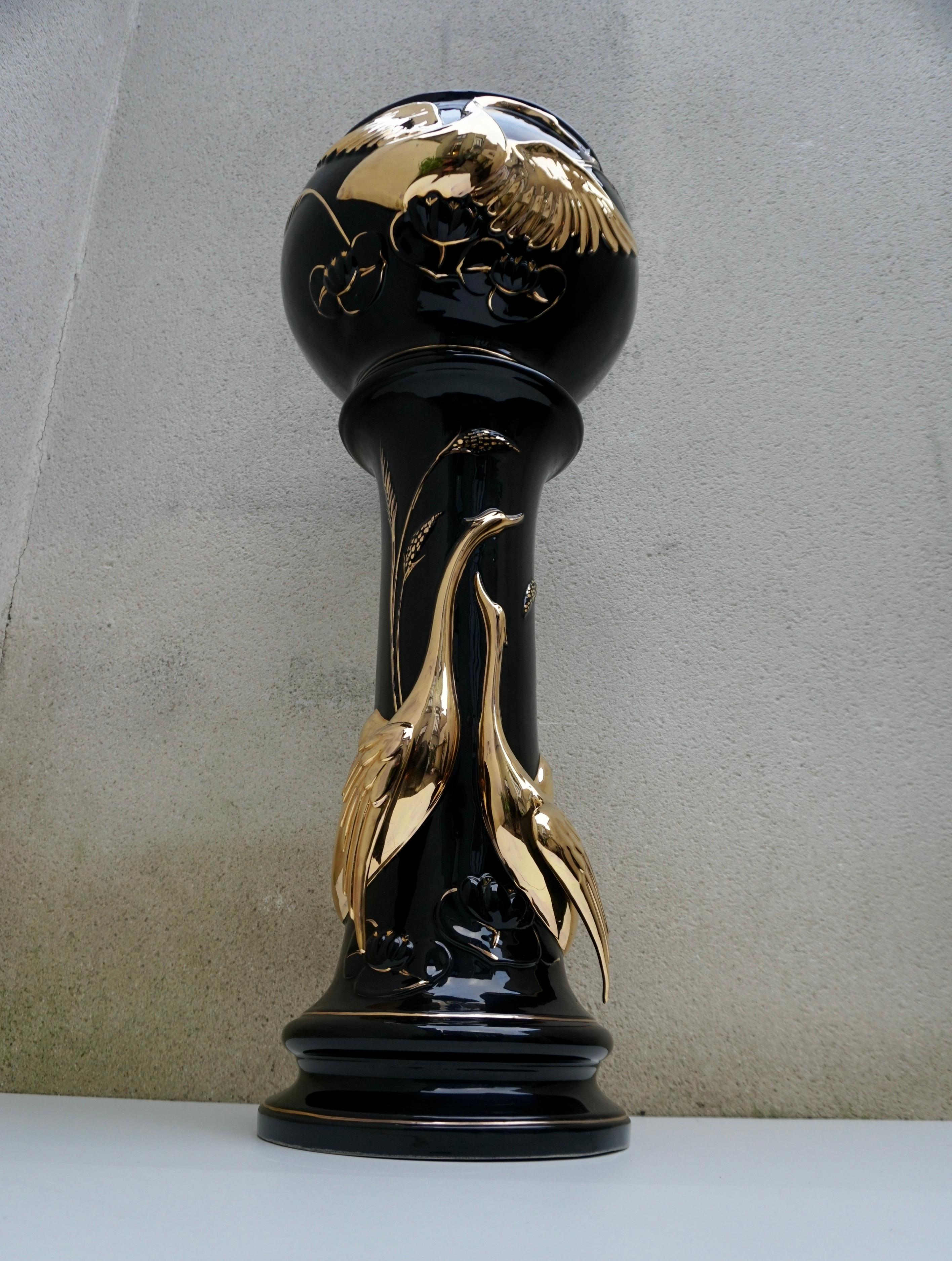 Italian Jardiniere on Pedestal with Swans For Sale 1