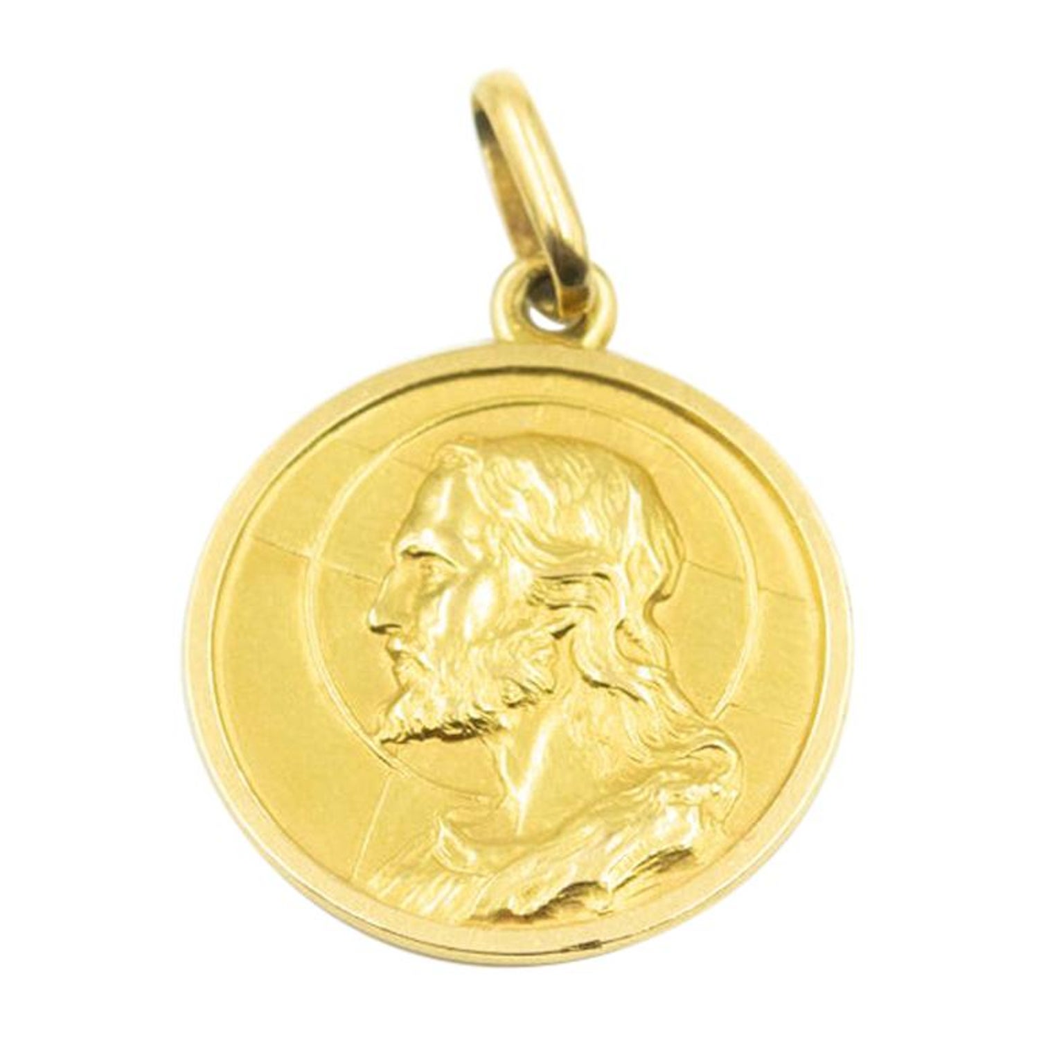 Italian Jesus Christ Dio Ti Protega Yellow Gold Pendant Medal Charm For Sale At 1stdibs