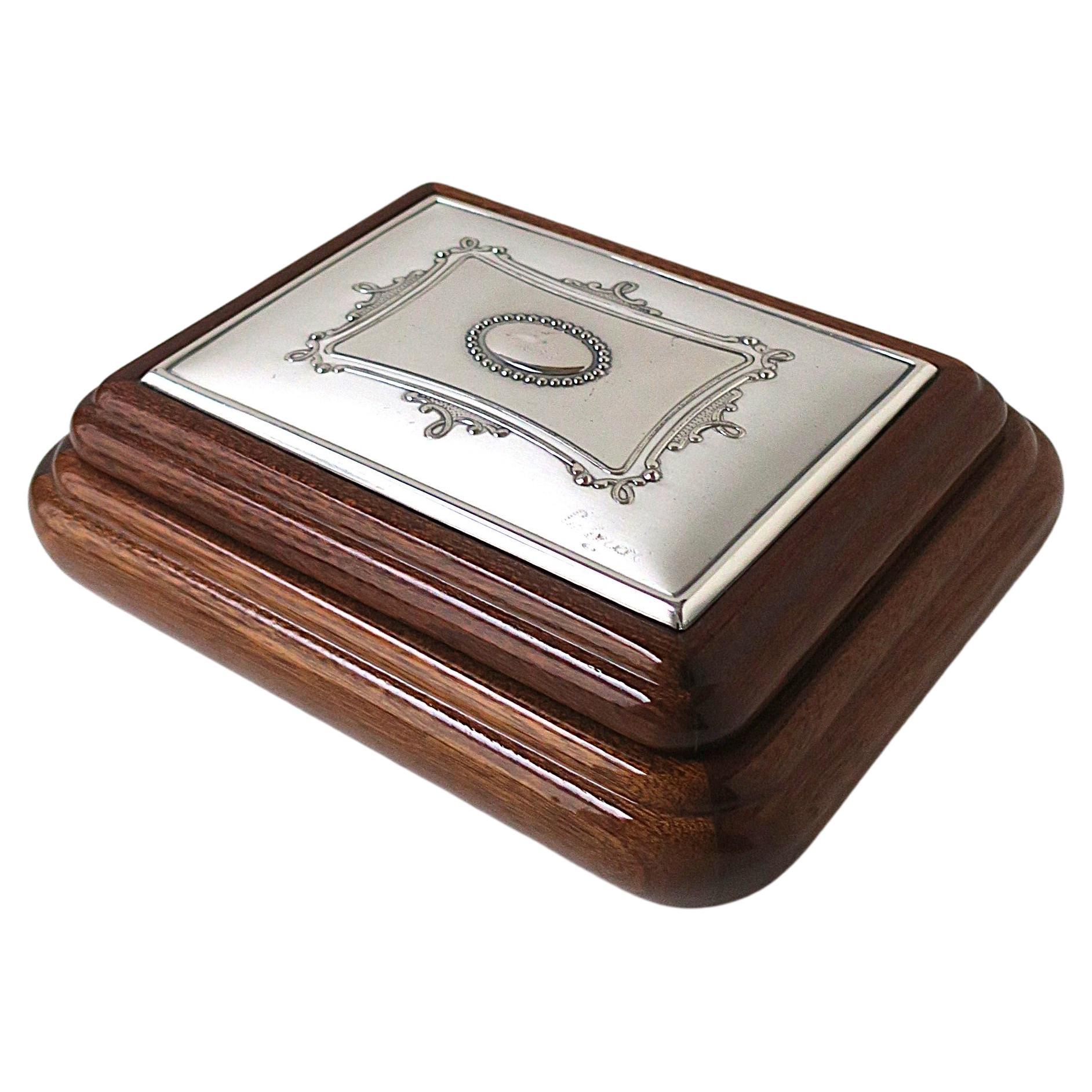 Scatola per gioielli italiana in stile Art Deco in argento sterling