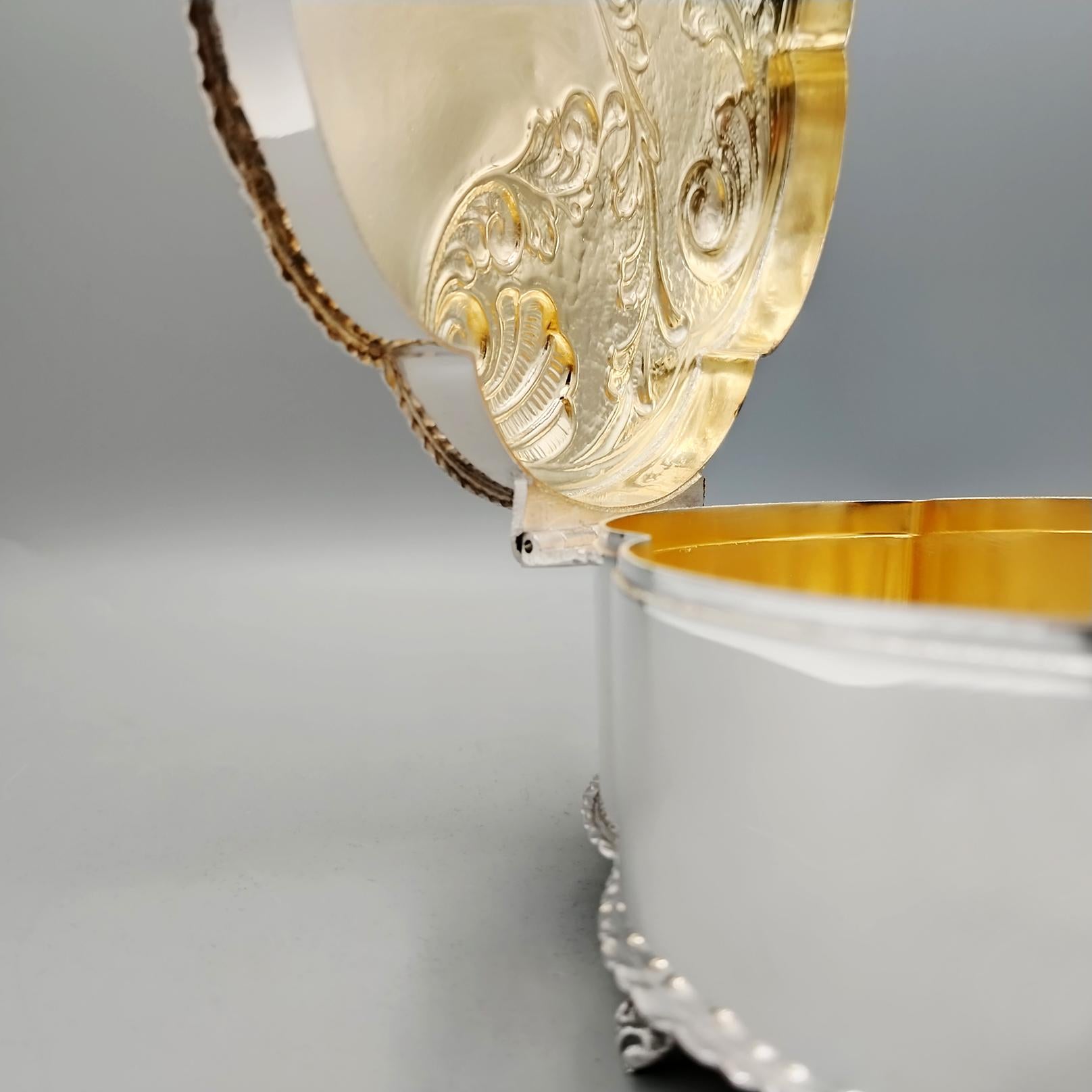 Italian jewelry box in solid 800 silver with hard stone im Angebot 3