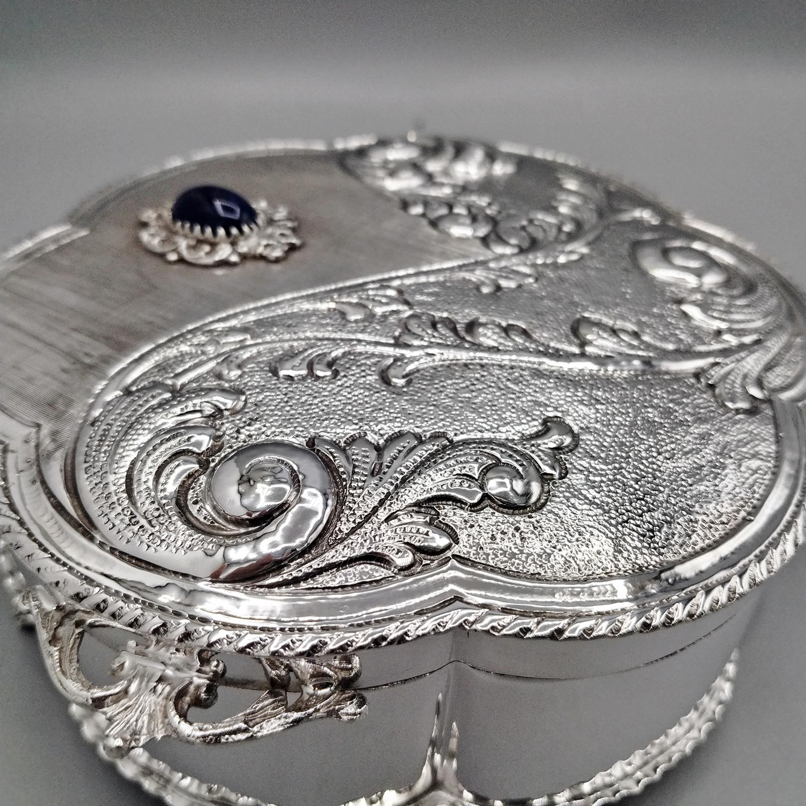 Italian jewelry box in solid 800 silver with hard stone im Angebot 7