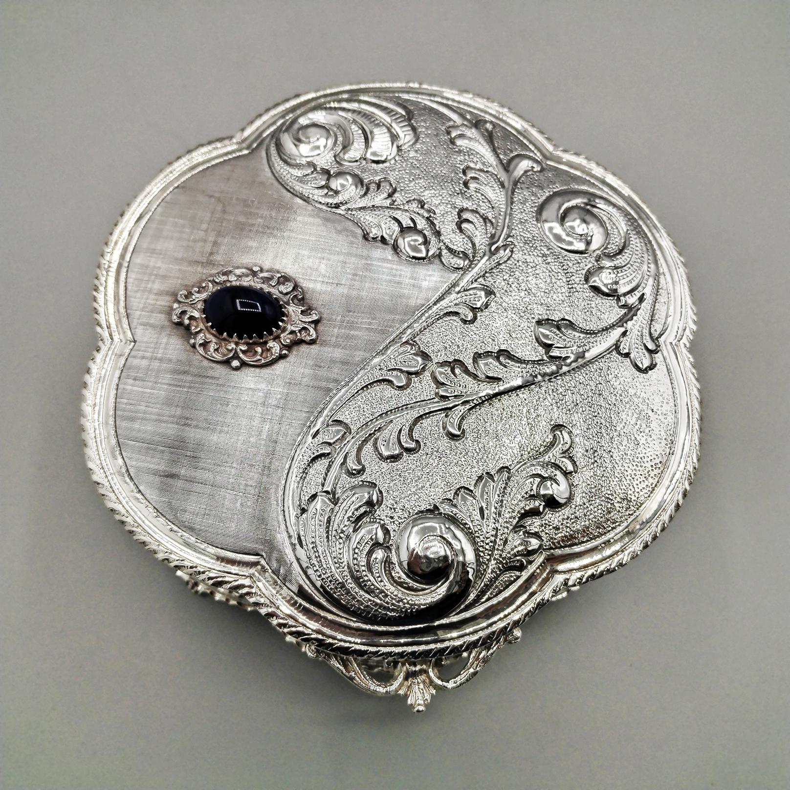 Italian jewelry box in solid 800 silver with hard stone im Angebot 8