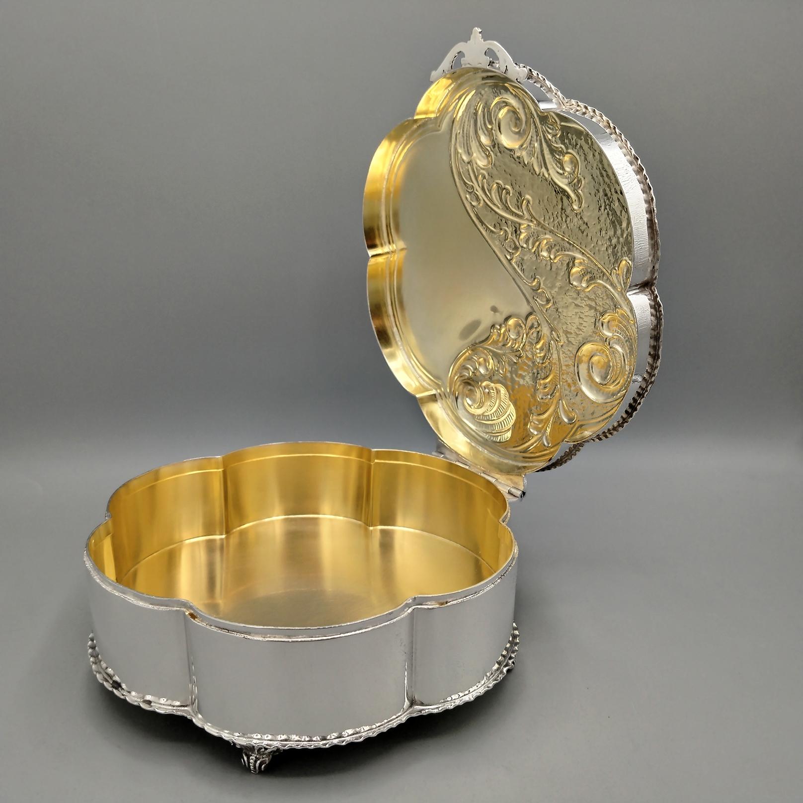 Italian jewelry box in solid 800 silver with hard stone im Zustand „Neu“ im Angebot in VALENZA, IT