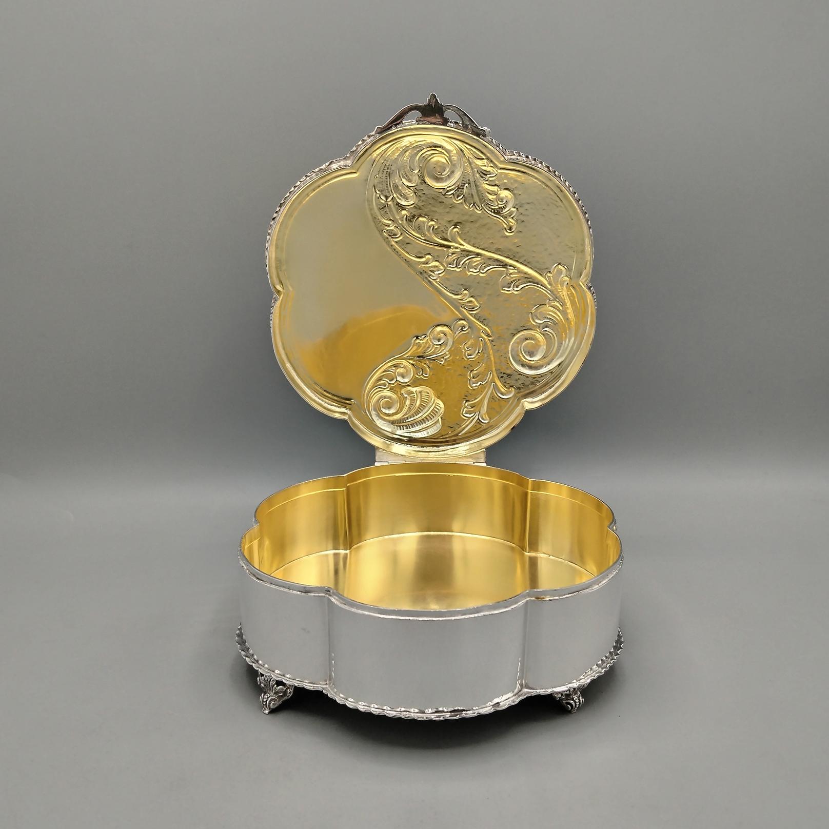 Italian jewelry box in solid 800 silver with hard stone im Angebot 1