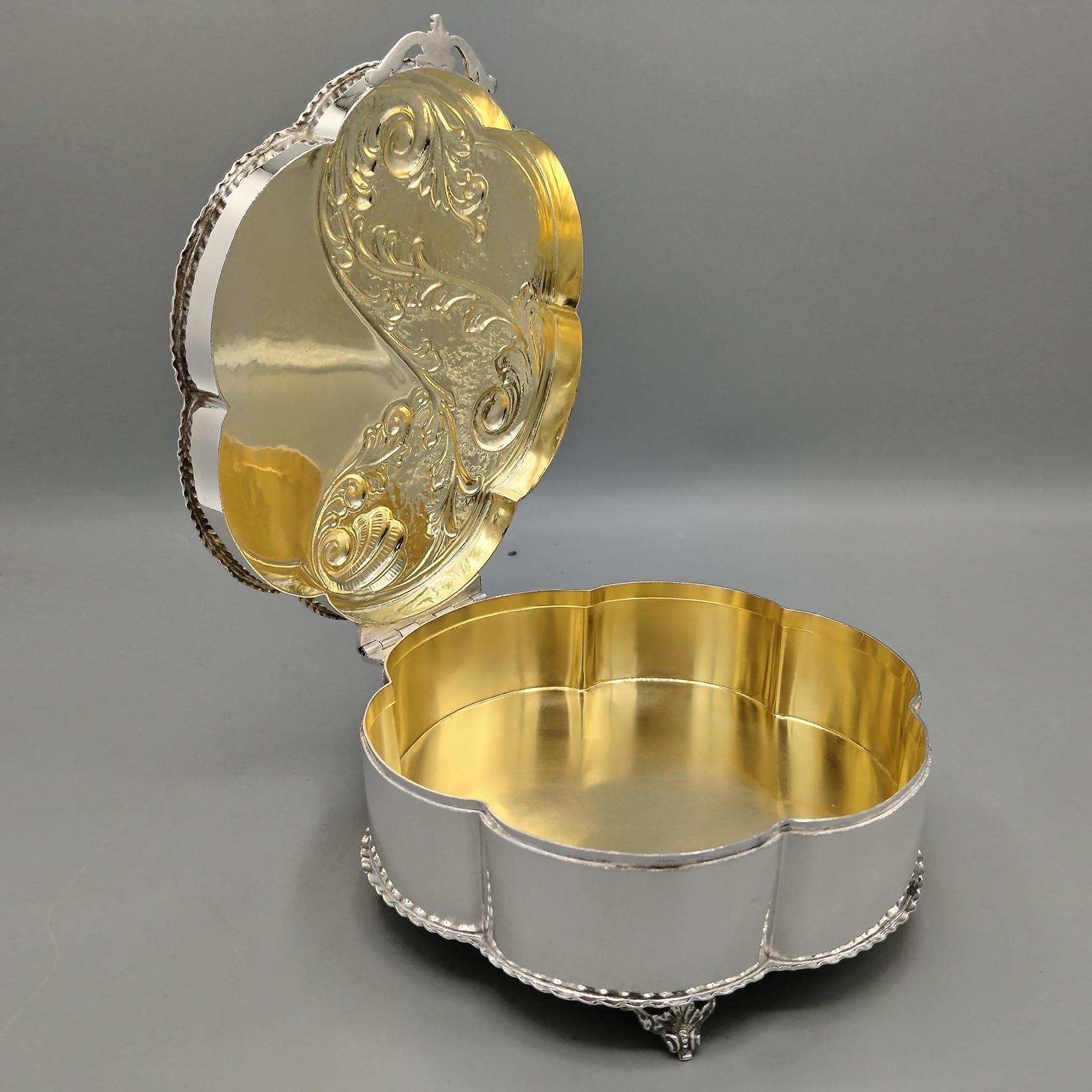 Italian jewelry box in solid 800 silver with hard stone im Angebot 2