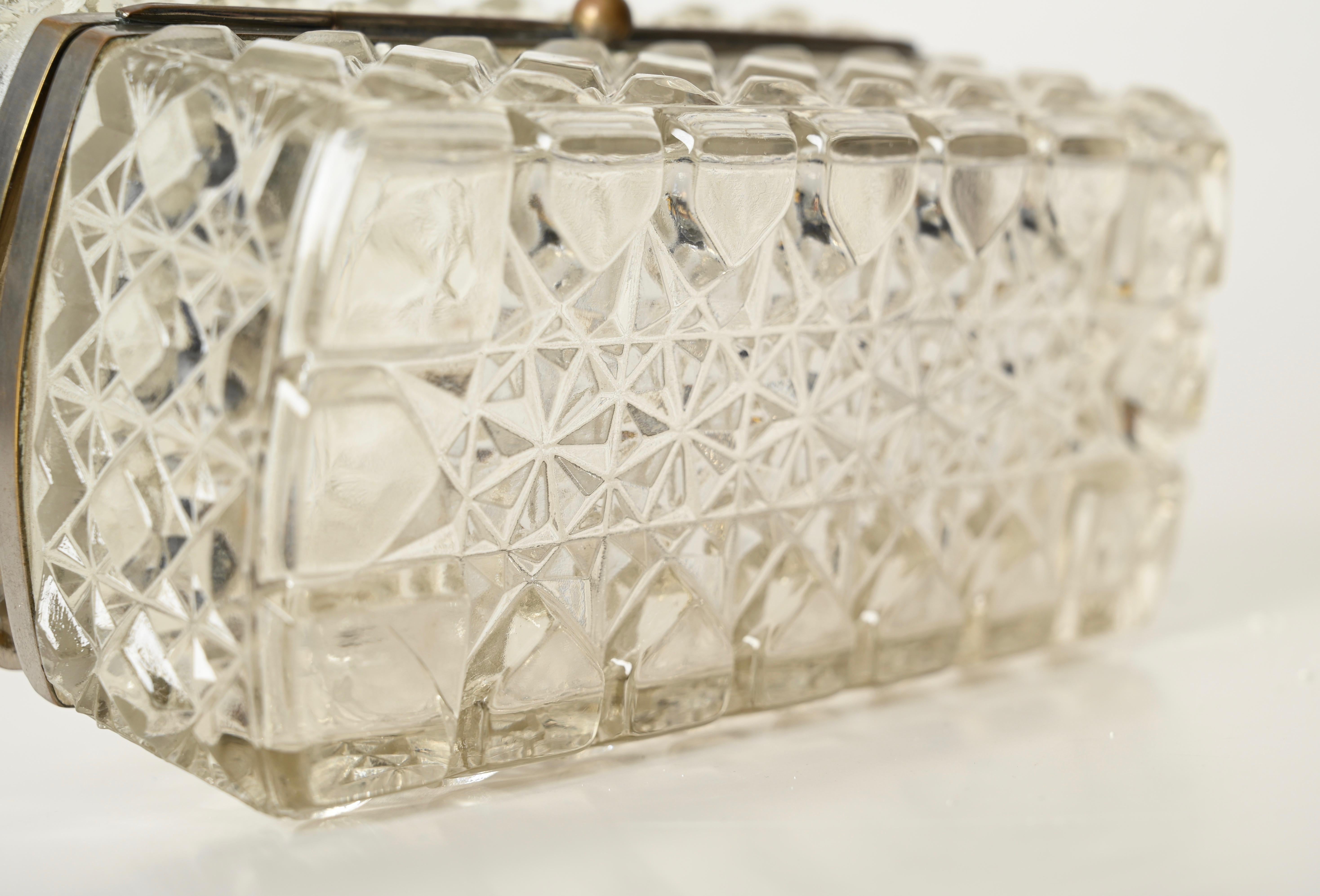 Joyero decorativo italiano de cristal tallado y metal, Italia Años 30 en venta 6