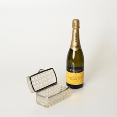 Joyero decorativo italiano de cristal tallado y metal, Italia Años 30