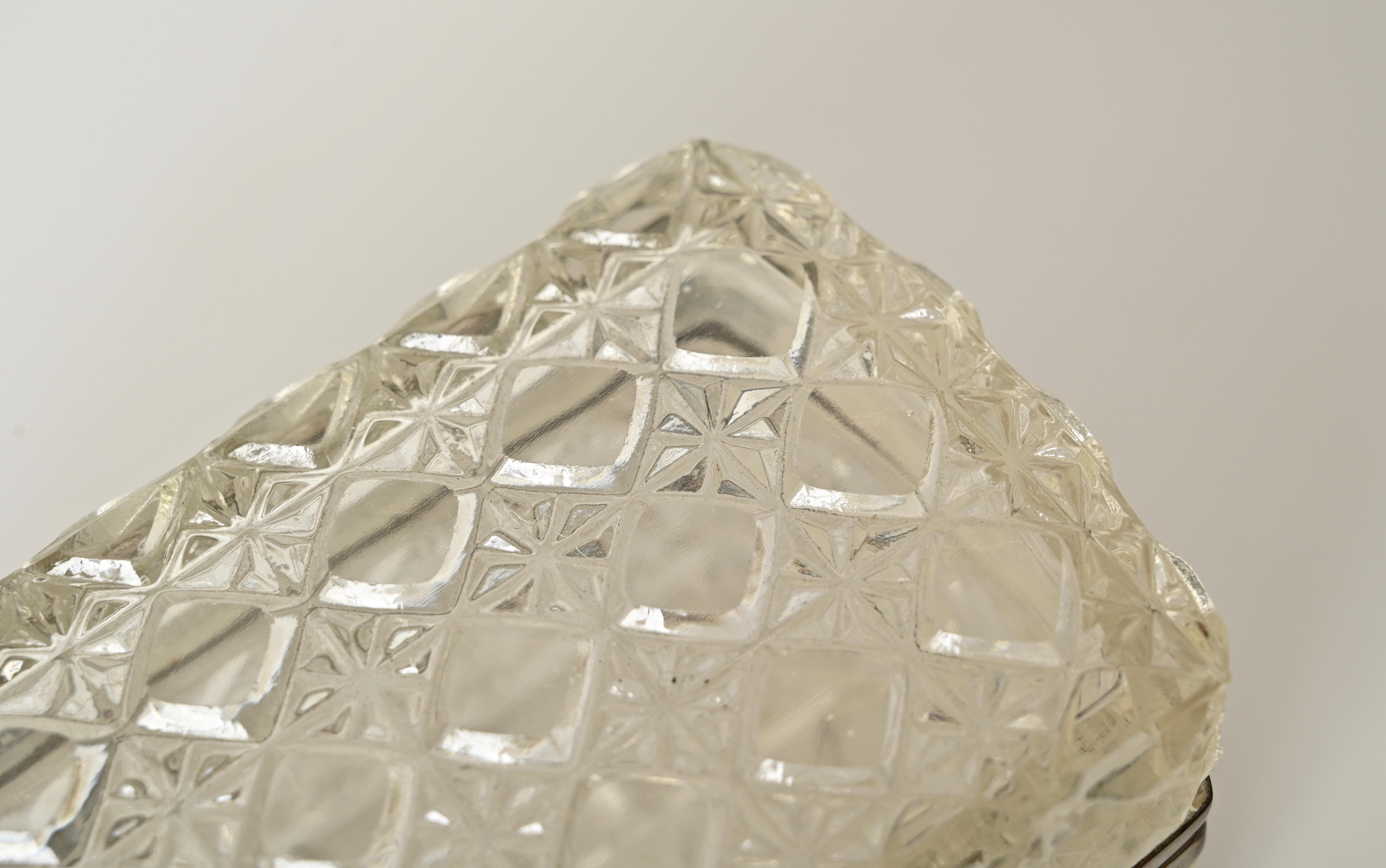 Joyero decorativo italiano de cristal tallado y metal, Italia Años 30 en Bueno estado para la venta en Roma, IT