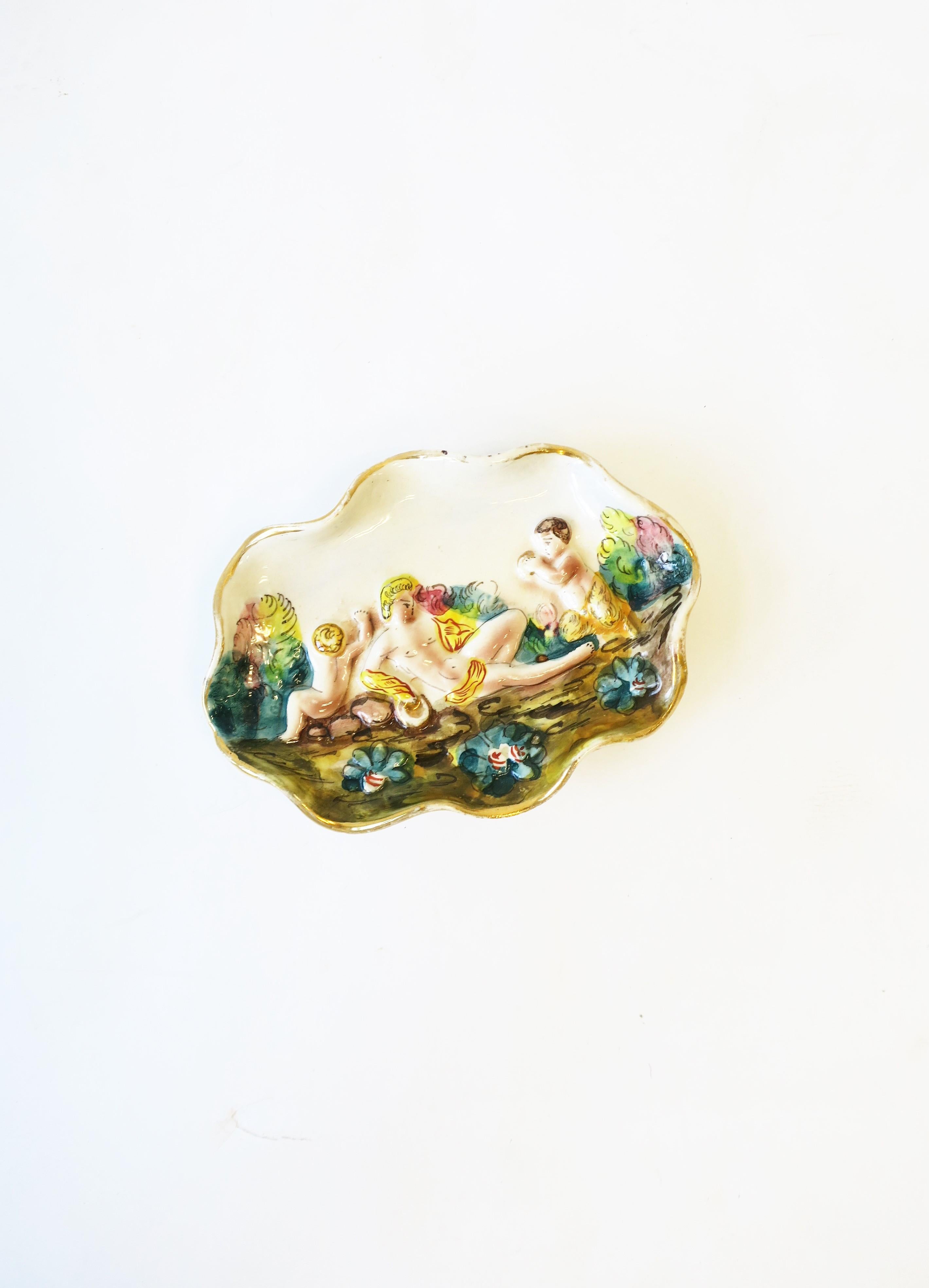 20th Century Italian Jewelry Dish with Male Relief Scene For Sale