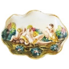 Italian Jewelry Dish with Male Relief Scene