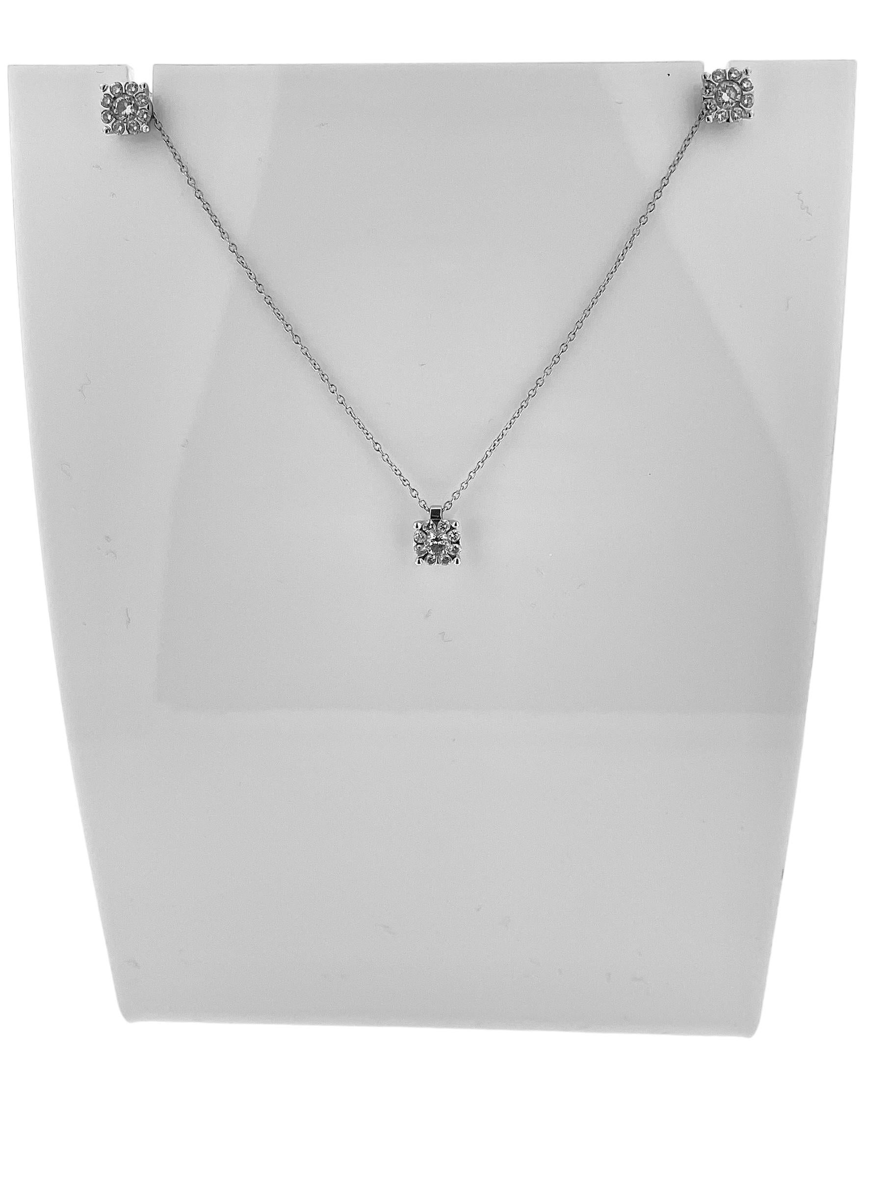 Modern Italian Jewelry Set Earrings and Necklace White Gold and Diamonds For Sale