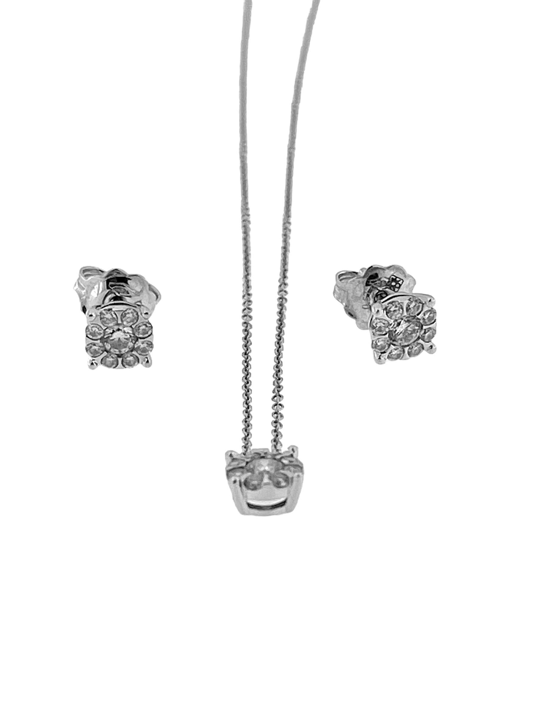 Italian Jewelry Set Earrings and Necklace White Gold and Diamonds In Good Condition For Sale In Esch sur Alzette, Esch-sur-Alzette
