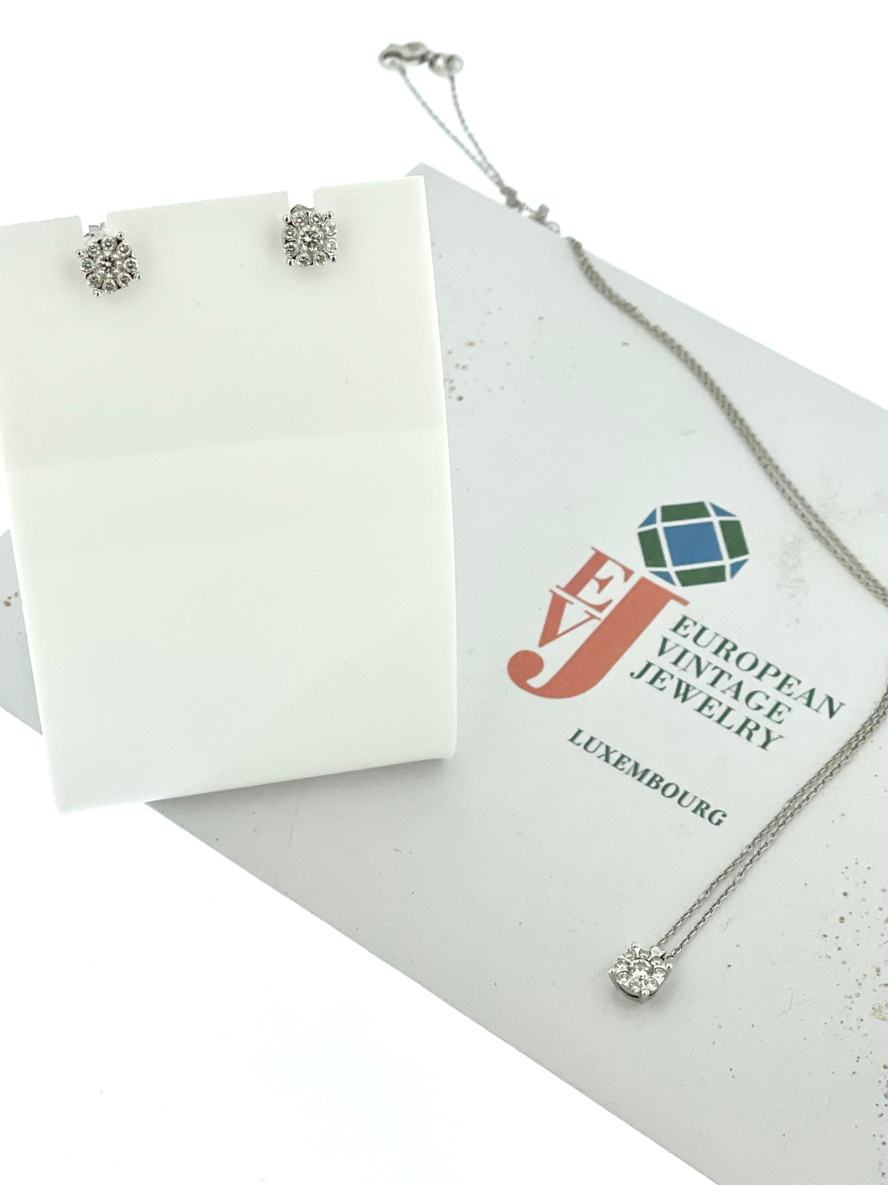Italian Jewelry Set Earrings and Necklace White Gold and Diamonds For Sale 3