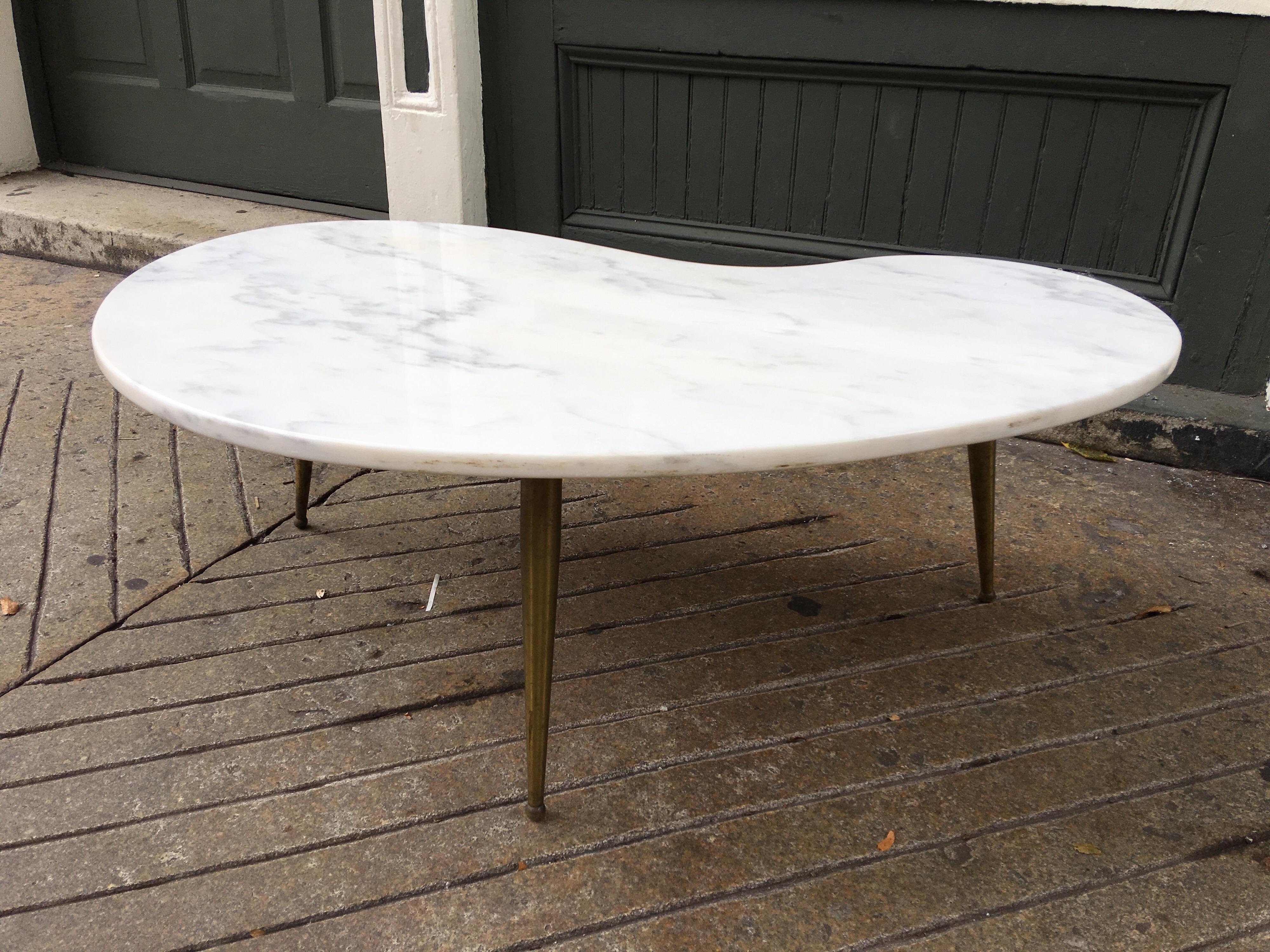 Mid-Century Modern Italian Kidney Shaped Marble Coffee Table