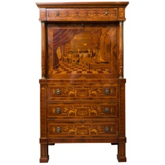 Abattant de marquetería italiana de kingwood y madera satinada