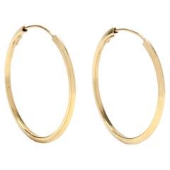 Italian Knife Edge Endless Hoop Earrings, 18KT Yellow Gold