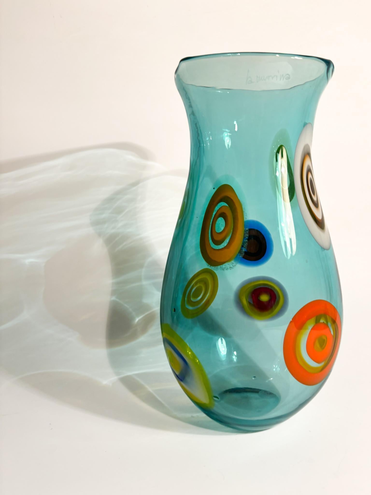 Mid-Century Modern Italian La Murrina Light Blue Murano Glass Vase from the 1950s For Sale
