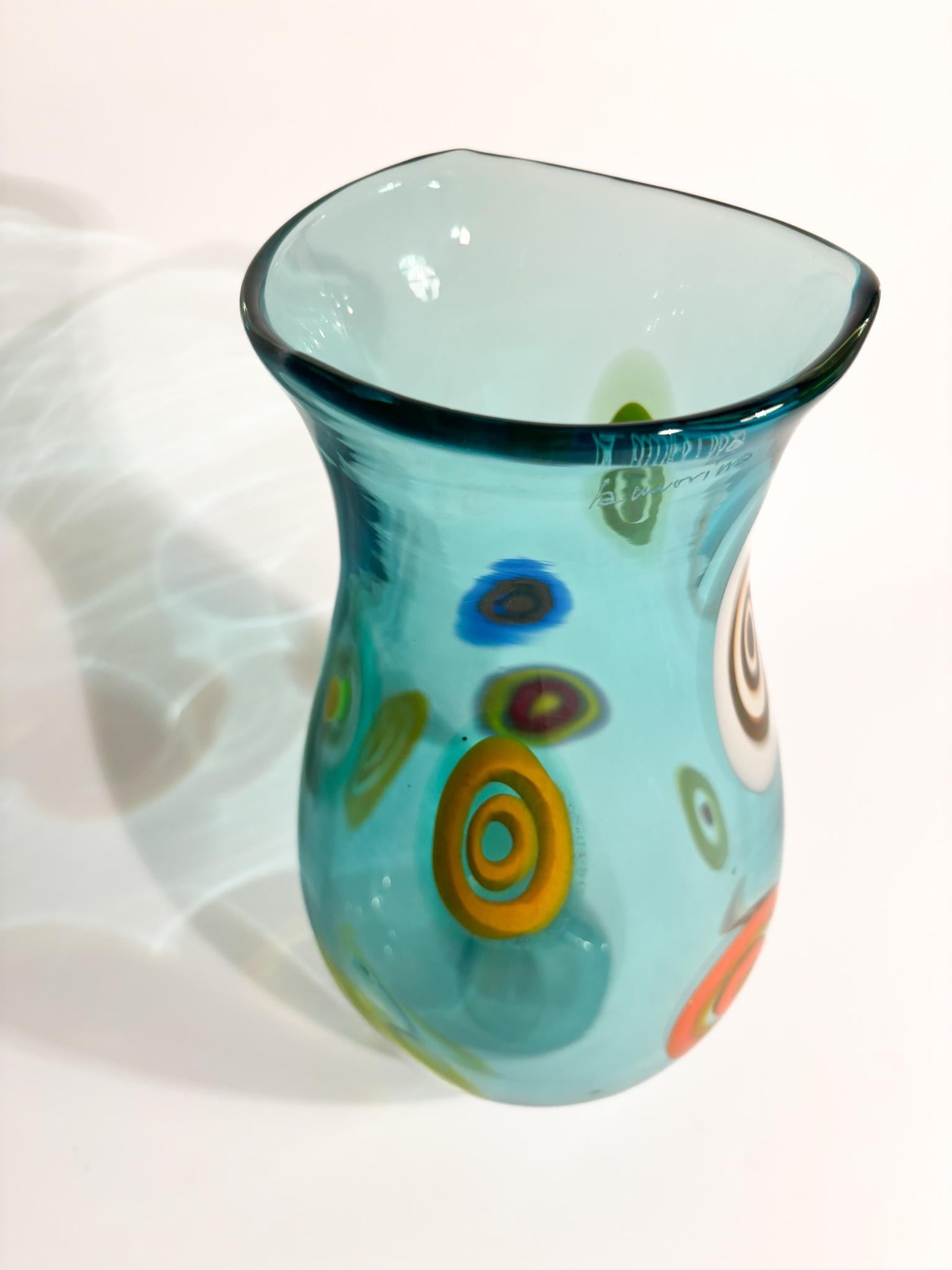 Mid-20th Century Italian La Murrina Light Blue Murano Glass Vase from the 1950s For Sale