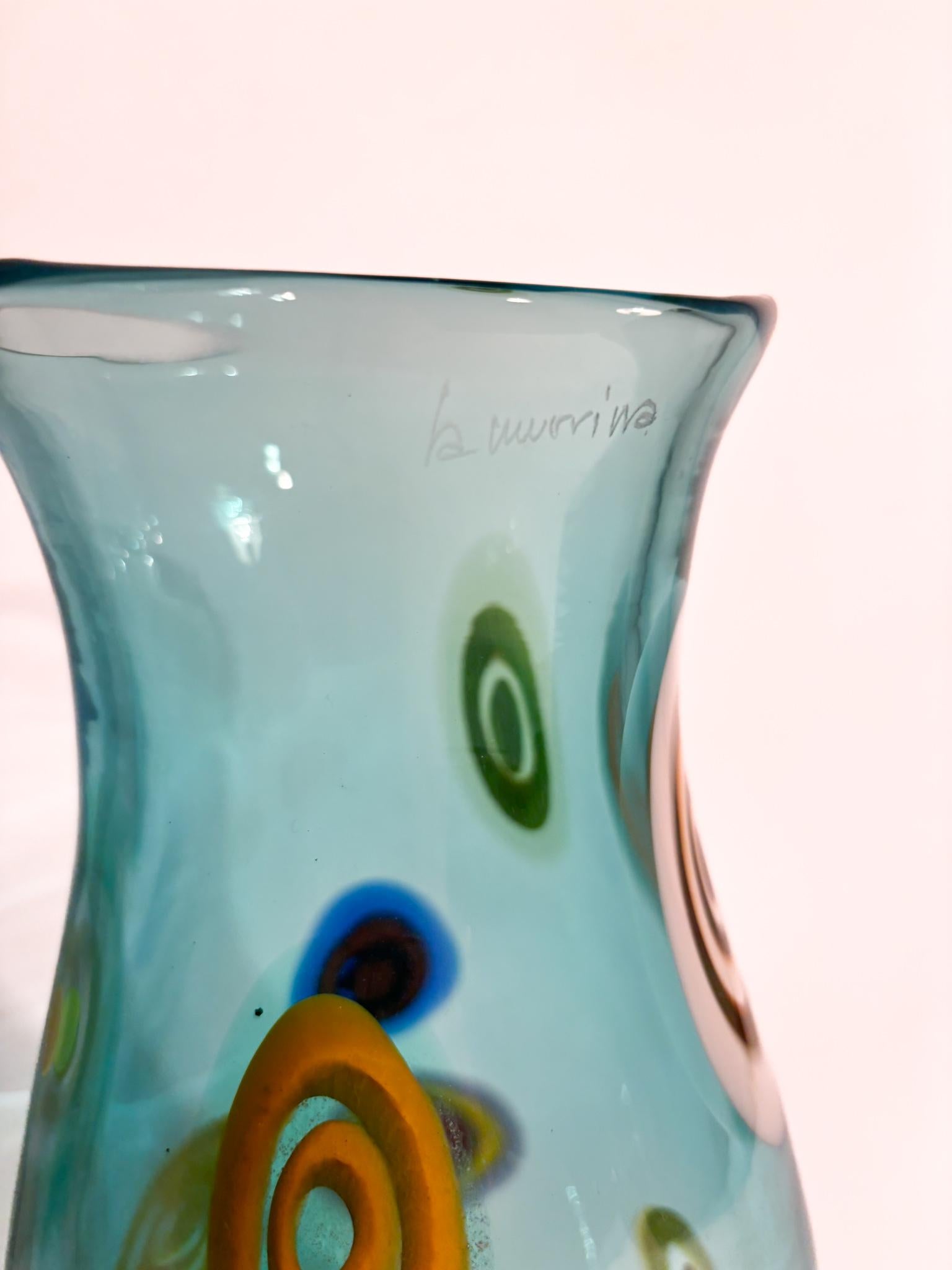 Italian La Murrina Light Blue Murano Glass Vase from the 1950s For Sale 1