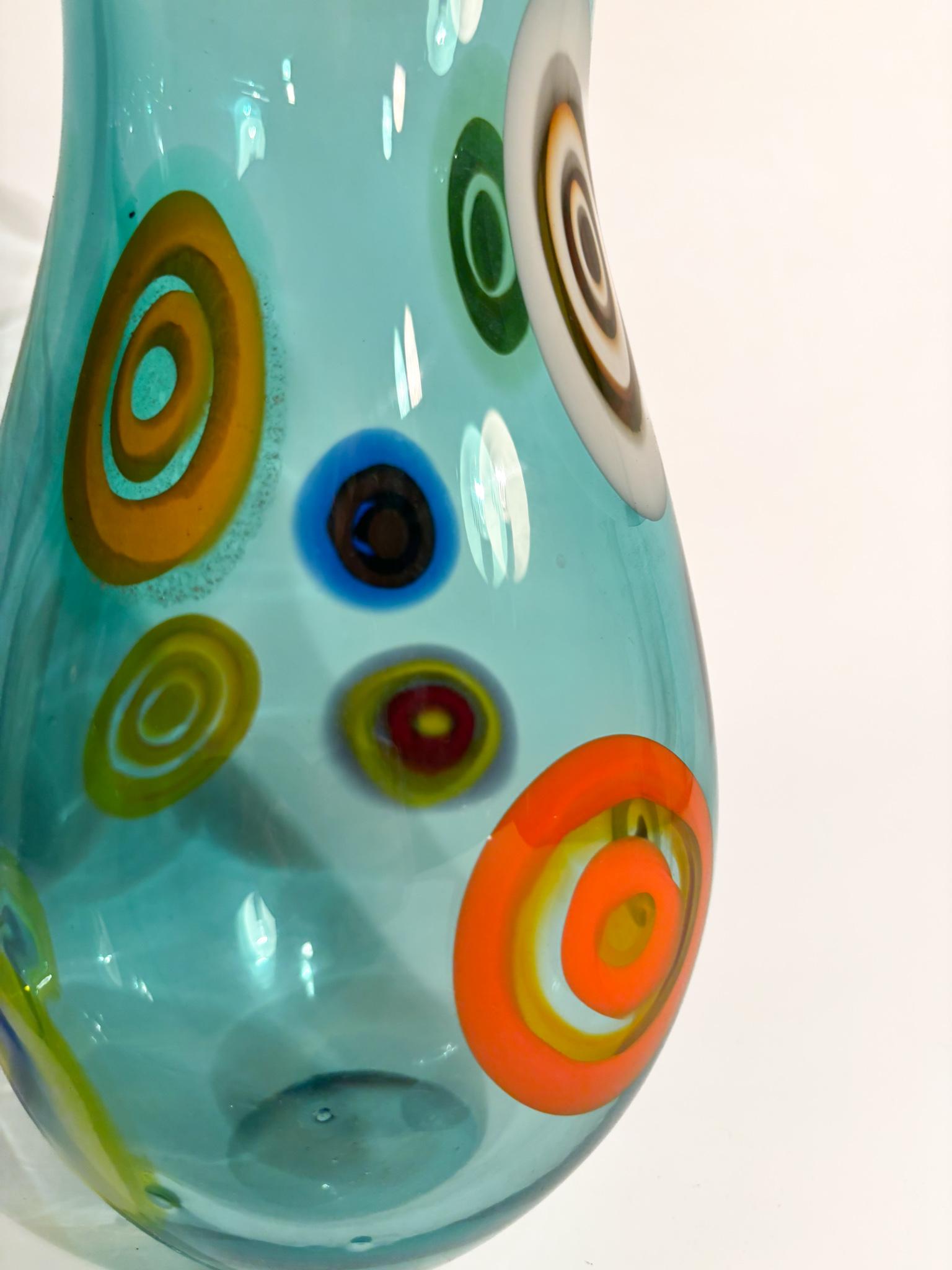Italian La Murrina Light Blue Murano Glass Vase from the 1950s For Sale 3
