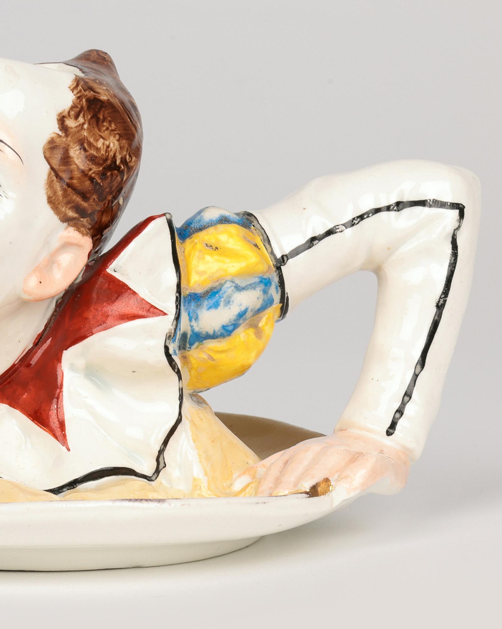 Art déco Bâton de chambre italien La Societa Ceramica Richard Ginori Rare Clown en vente