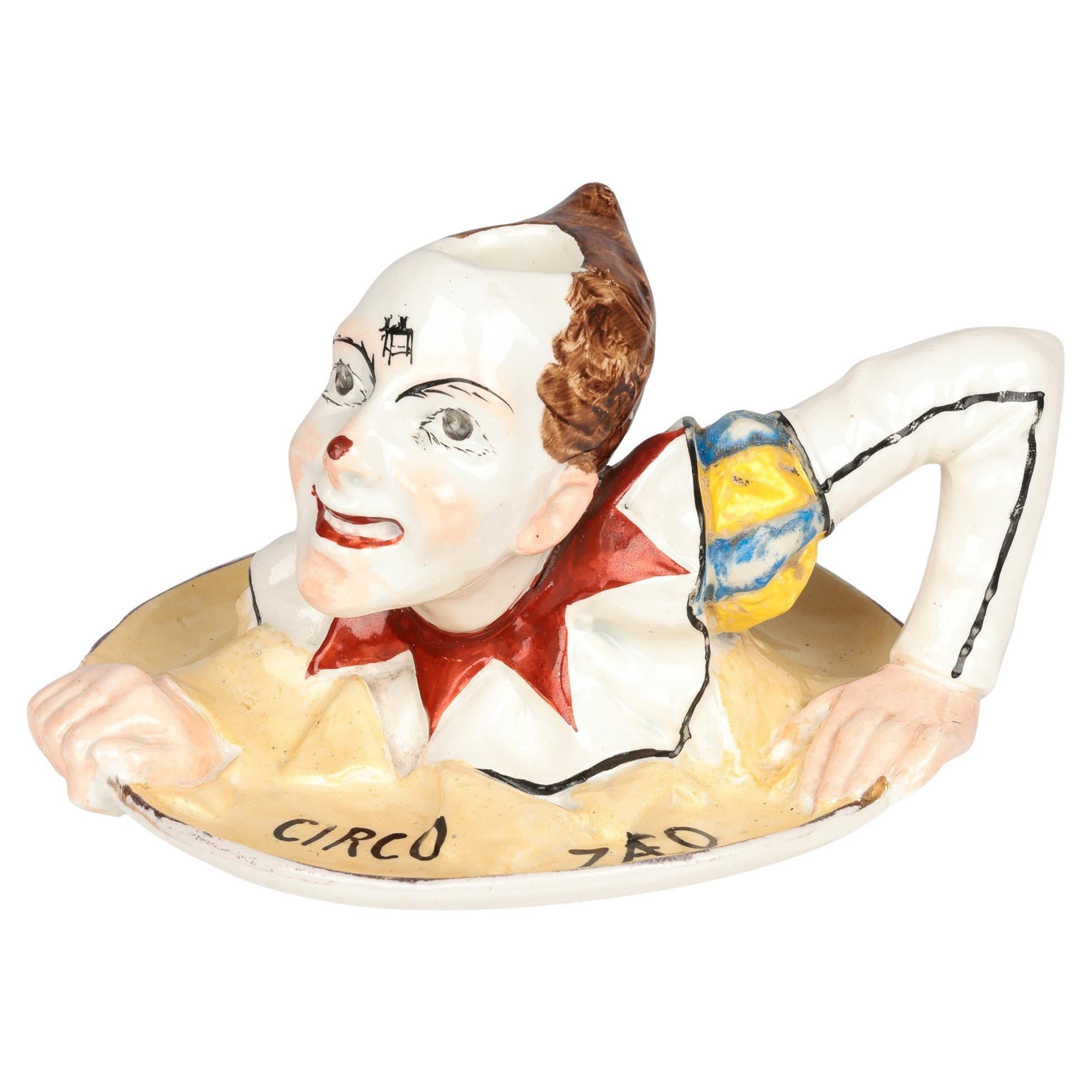 Bâton de chambre italien La Societa Ceramica Richard Ginori Rare Clown