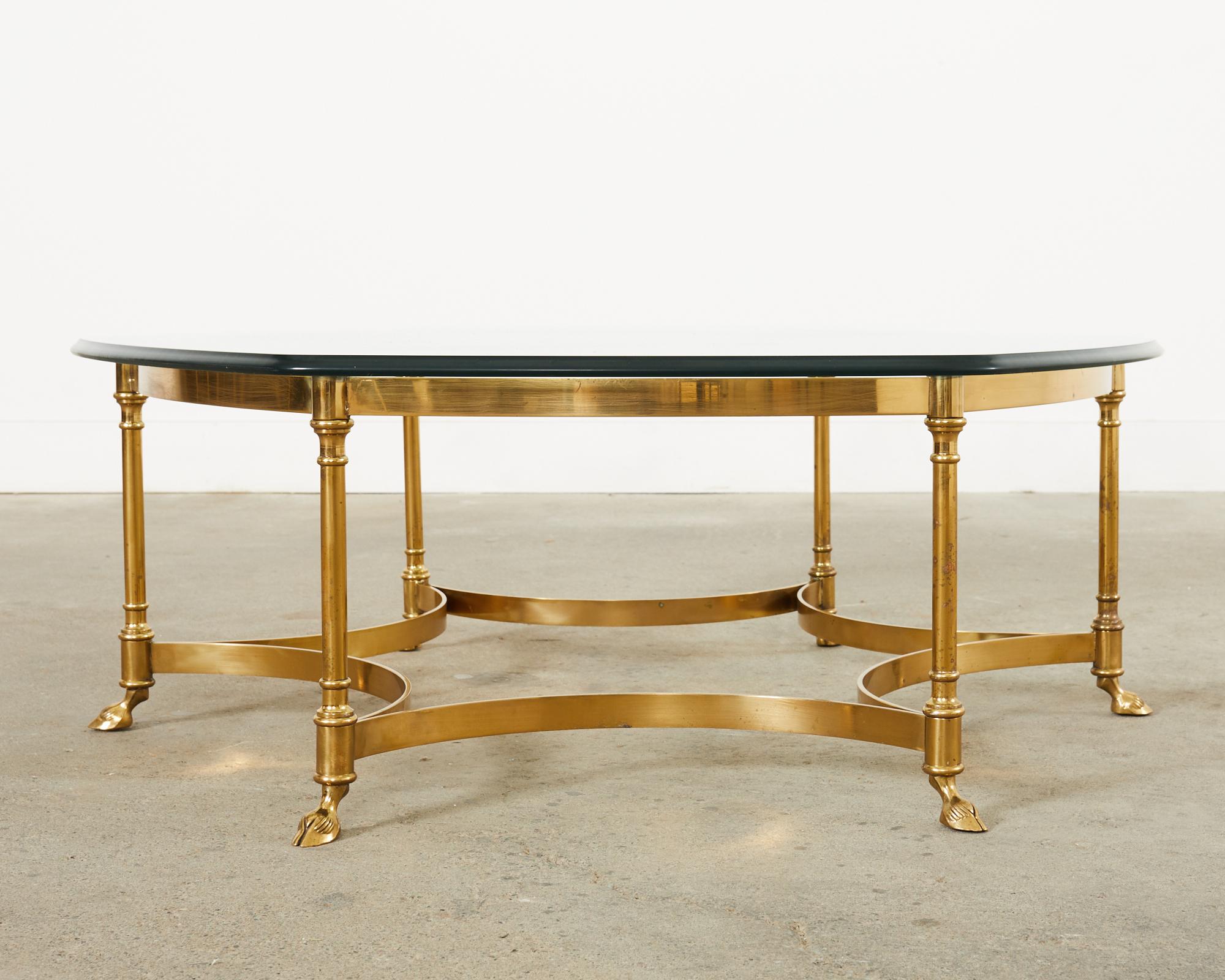 Patinated Italian LaBarge Hollywood Regency Brass Cocktail Table 