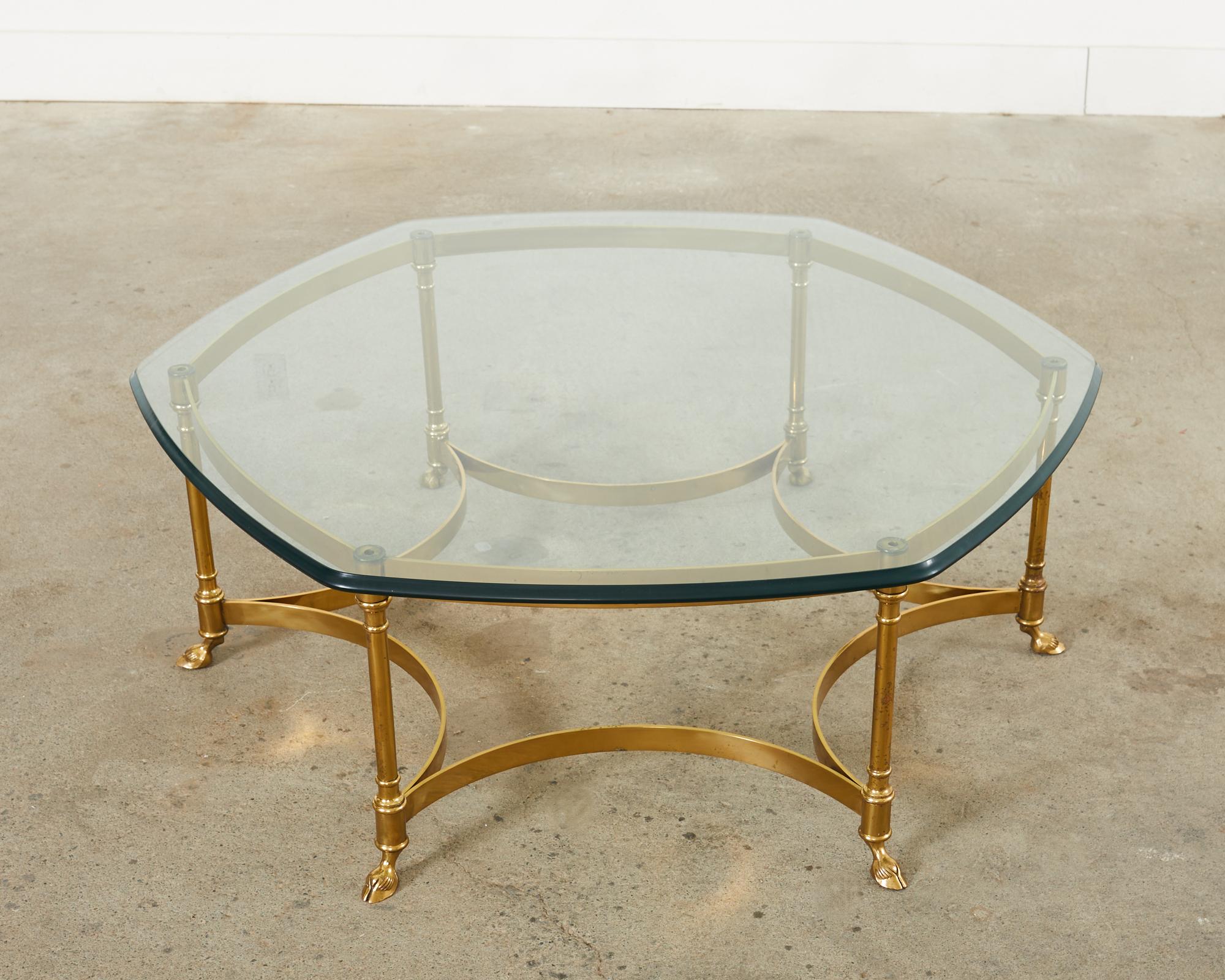 Italian LaBarge Hollywood Regency Brass Cocktail Table In Good Condition In Rio Vista, CA
