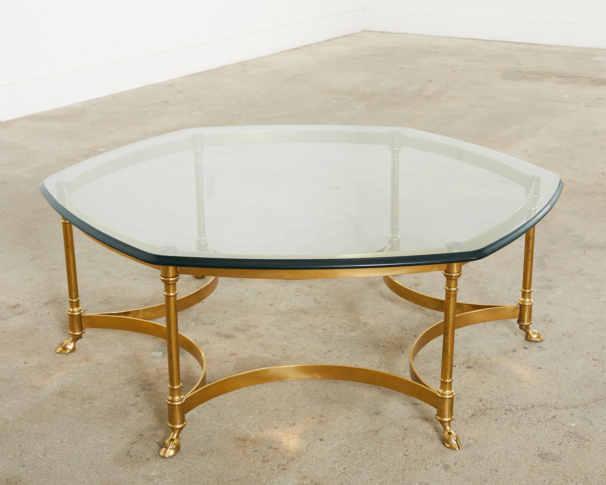 20th Century Italian LaBarge Hollywood Regency Brass Cocktail Table 