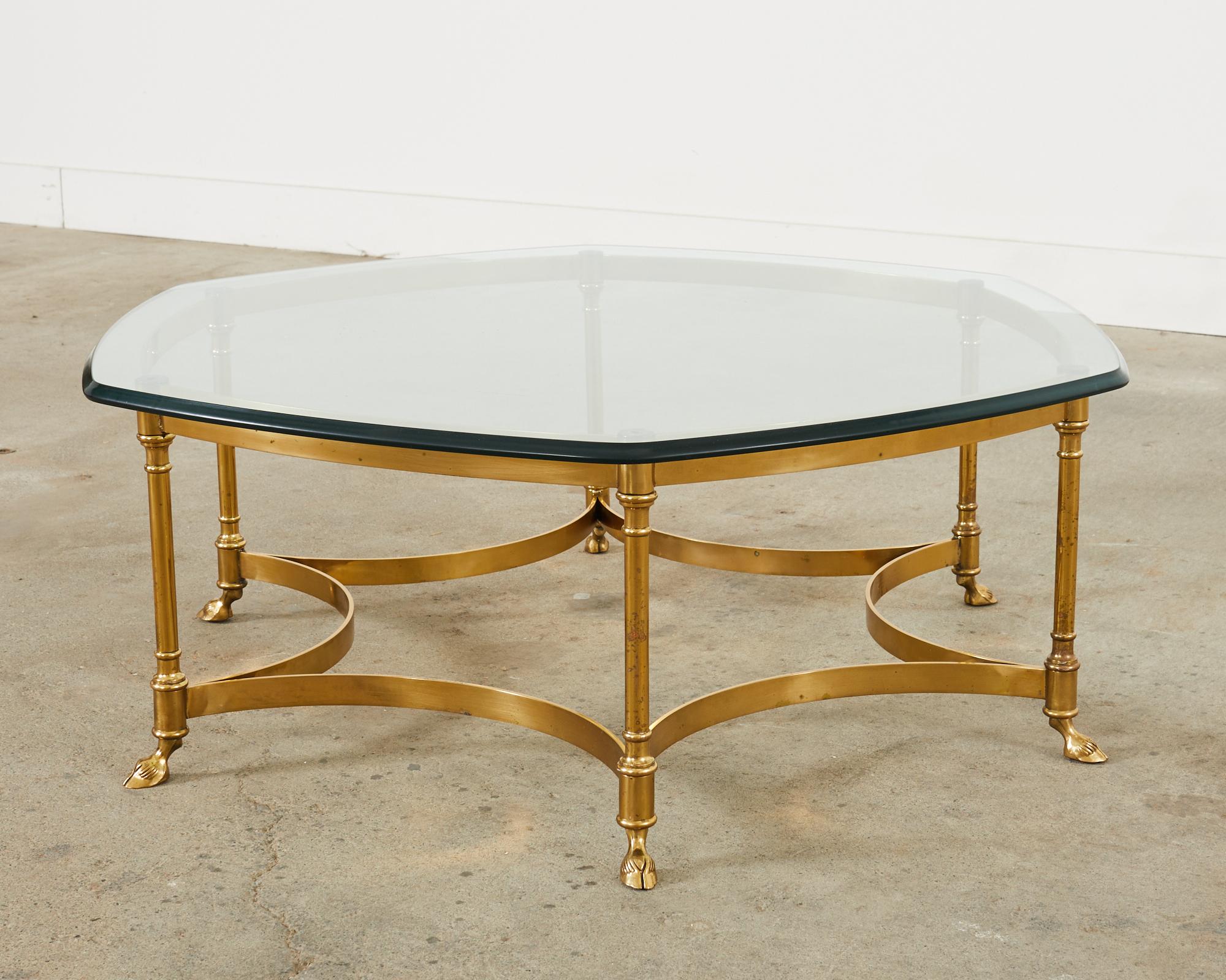 Italian LaBarge Hollywood Regency Brass Cocktail Table  2