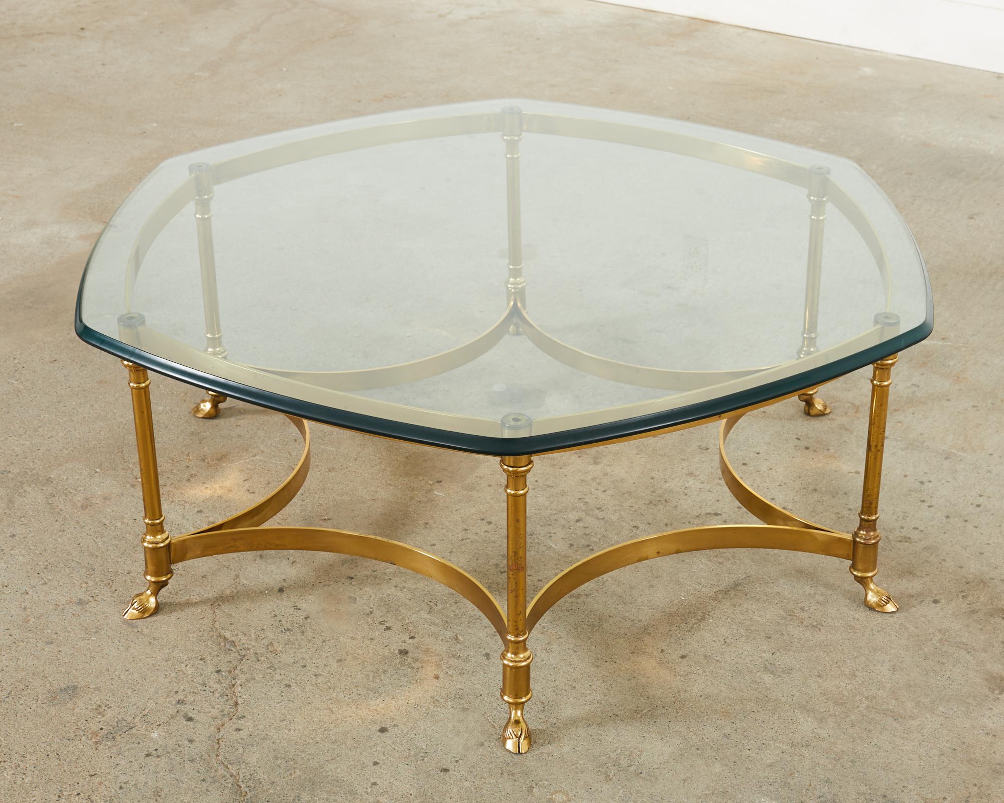 Italian LaBarge Hollywood Regency Brass Cocktail Table  3