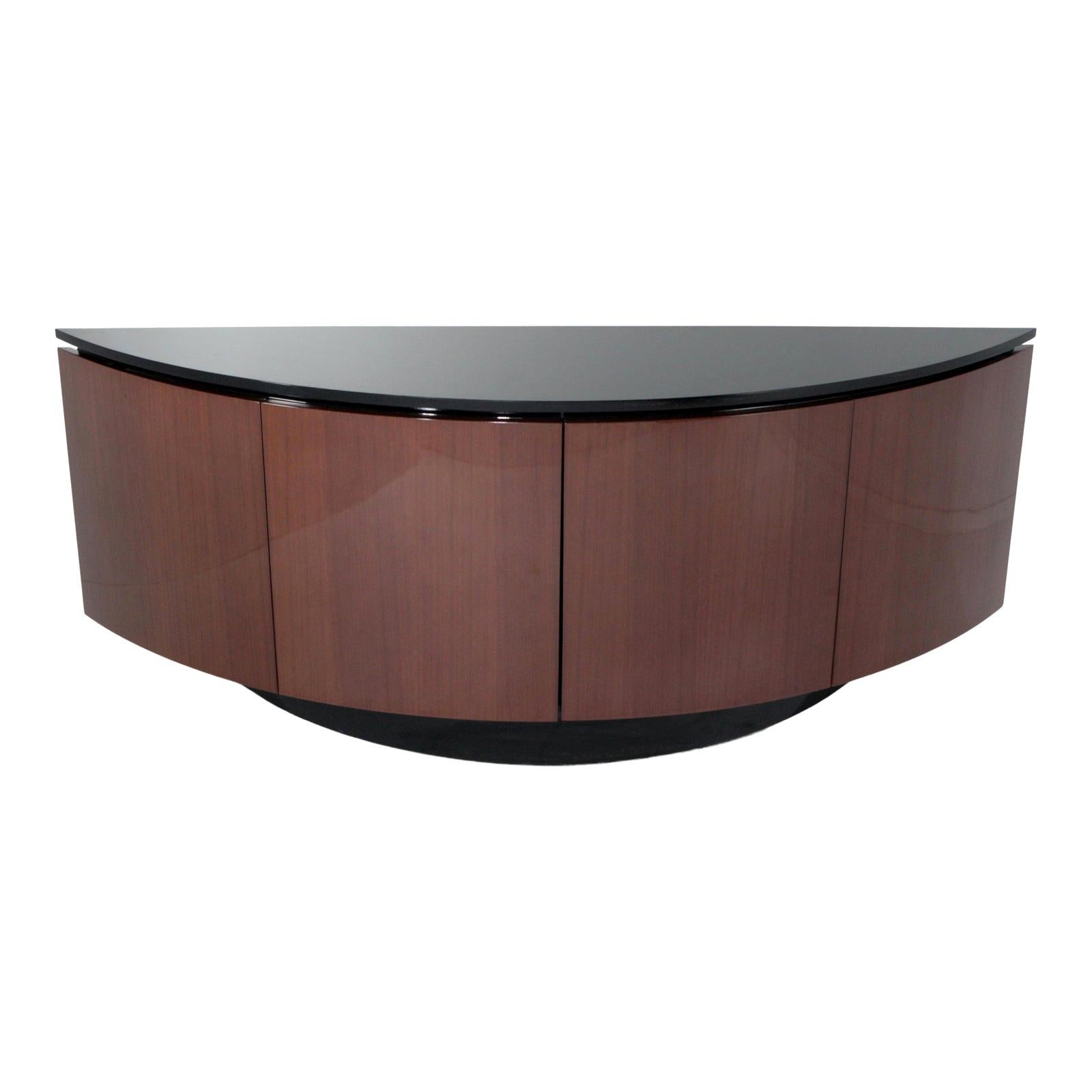 Italian Lacquer Crescent Shaped Credenza Sideboard Buffet Style of Ello