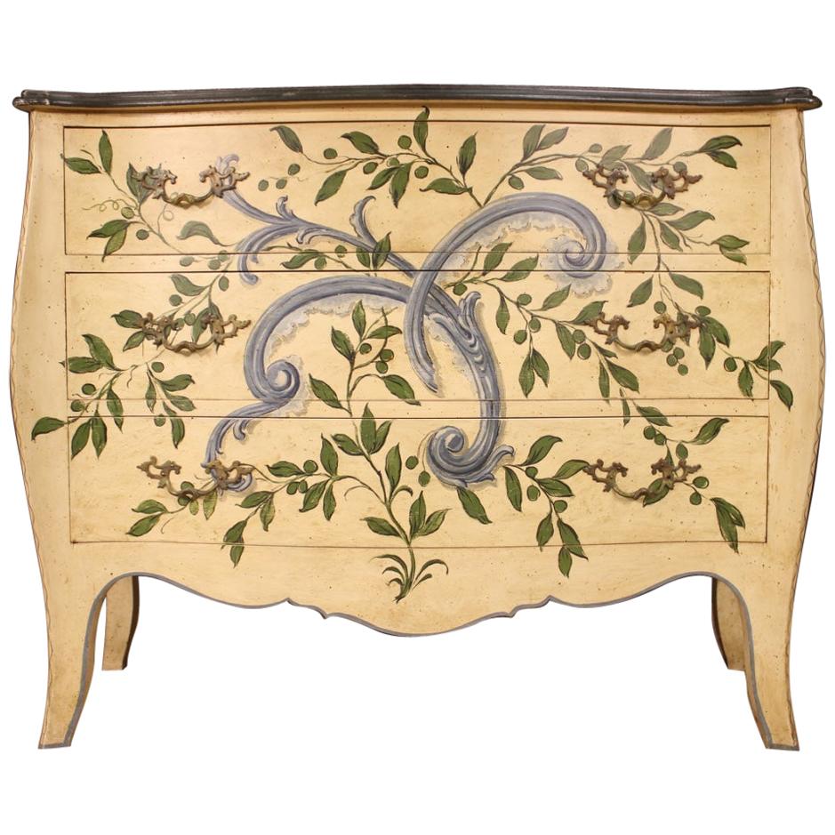 Italian Lacquered and Painted Chest of Drawers, 20th Century For Sale