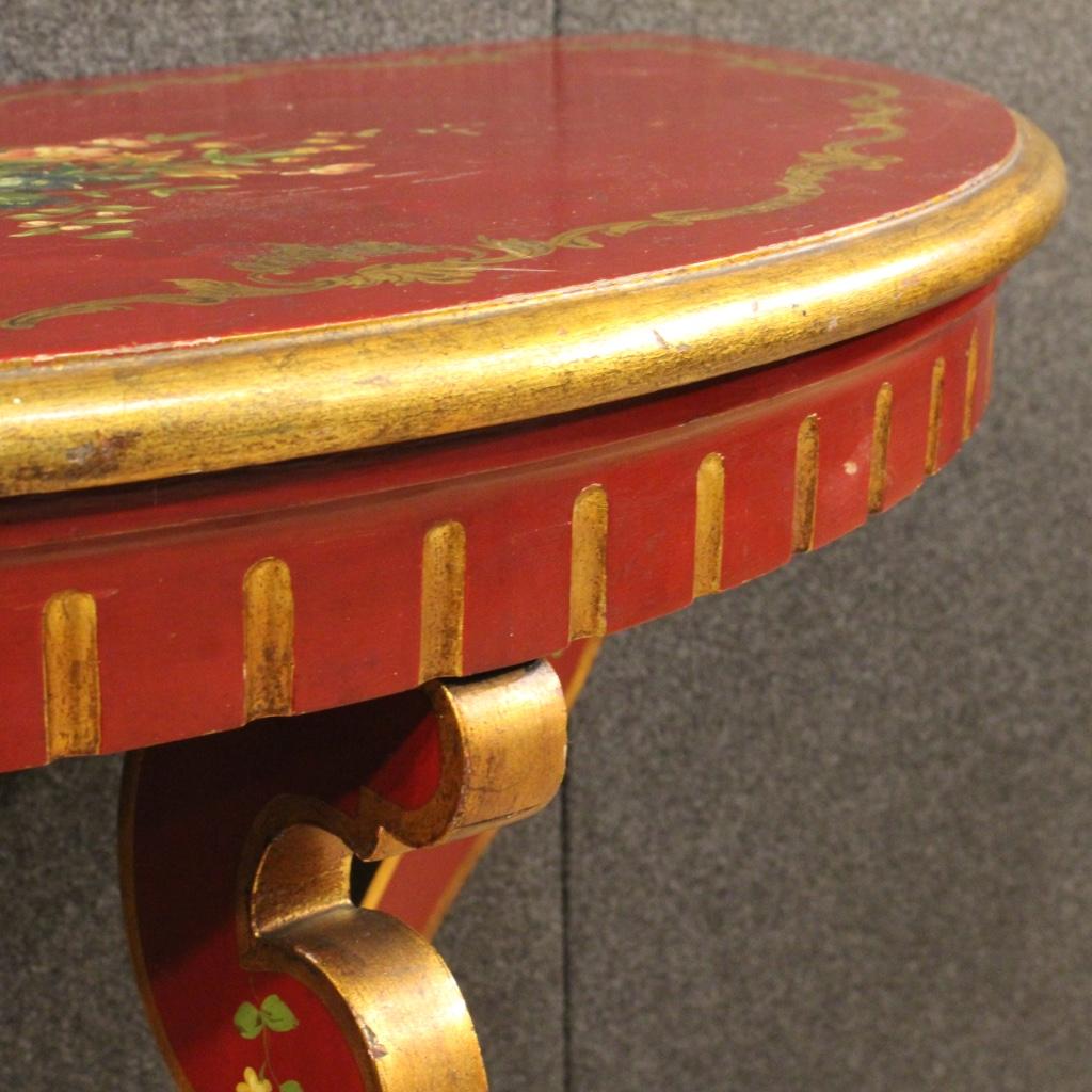 Italian Lacquered and Painted Crescent Console, 20th Century In Good Condition For Sale In London, GB