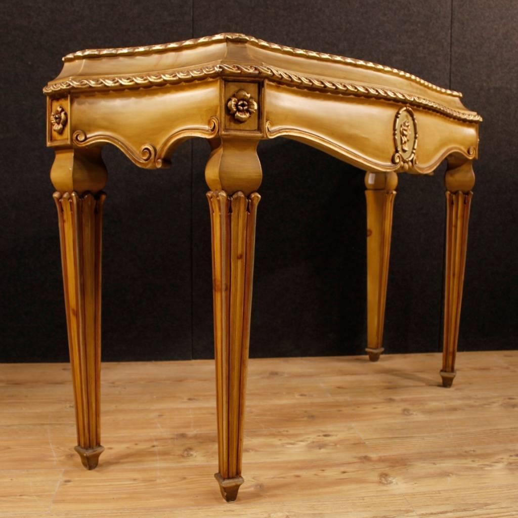 Italian Lacquered and Silvered Console Table in Louis XVI Style 20th Century 5