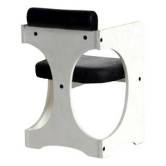 Italian Lacquered Armchairs in White Beech and Black Leather