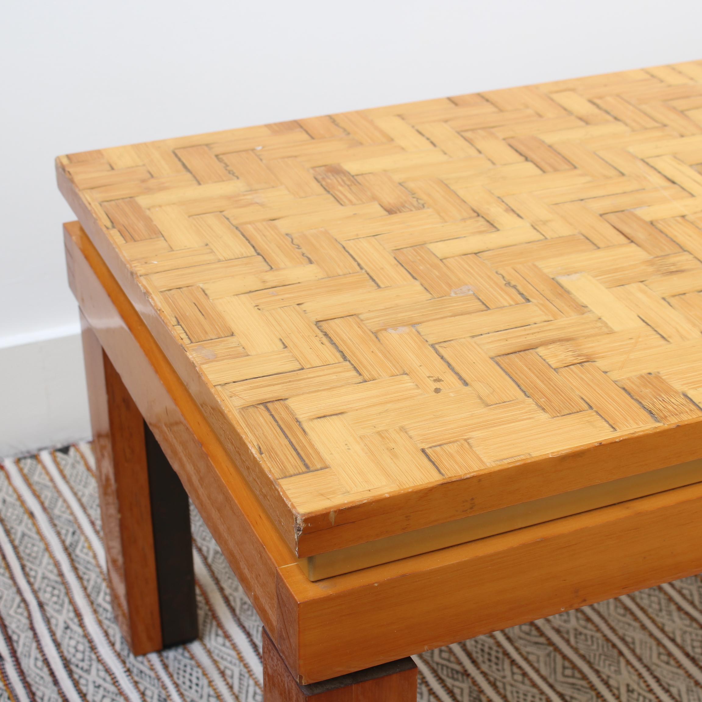 Italian Lacquered Bamboo Marquetry Side Table, 'circa 1970s' For Sale 2