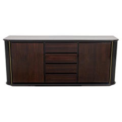 Italian Lacquered Faux Rosewood Credenza, 1980s