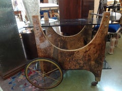 Italian Lacquered Goatskin Bar Cart by Aldo Tura