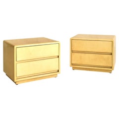 Italian Lacquered Goatskin Parchment Nightstand by Aldo Tura, 1960s