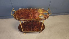 Italian Lacquered Goatskin / Parchment Serving Bar Cart by Aldo Tura, 1960s