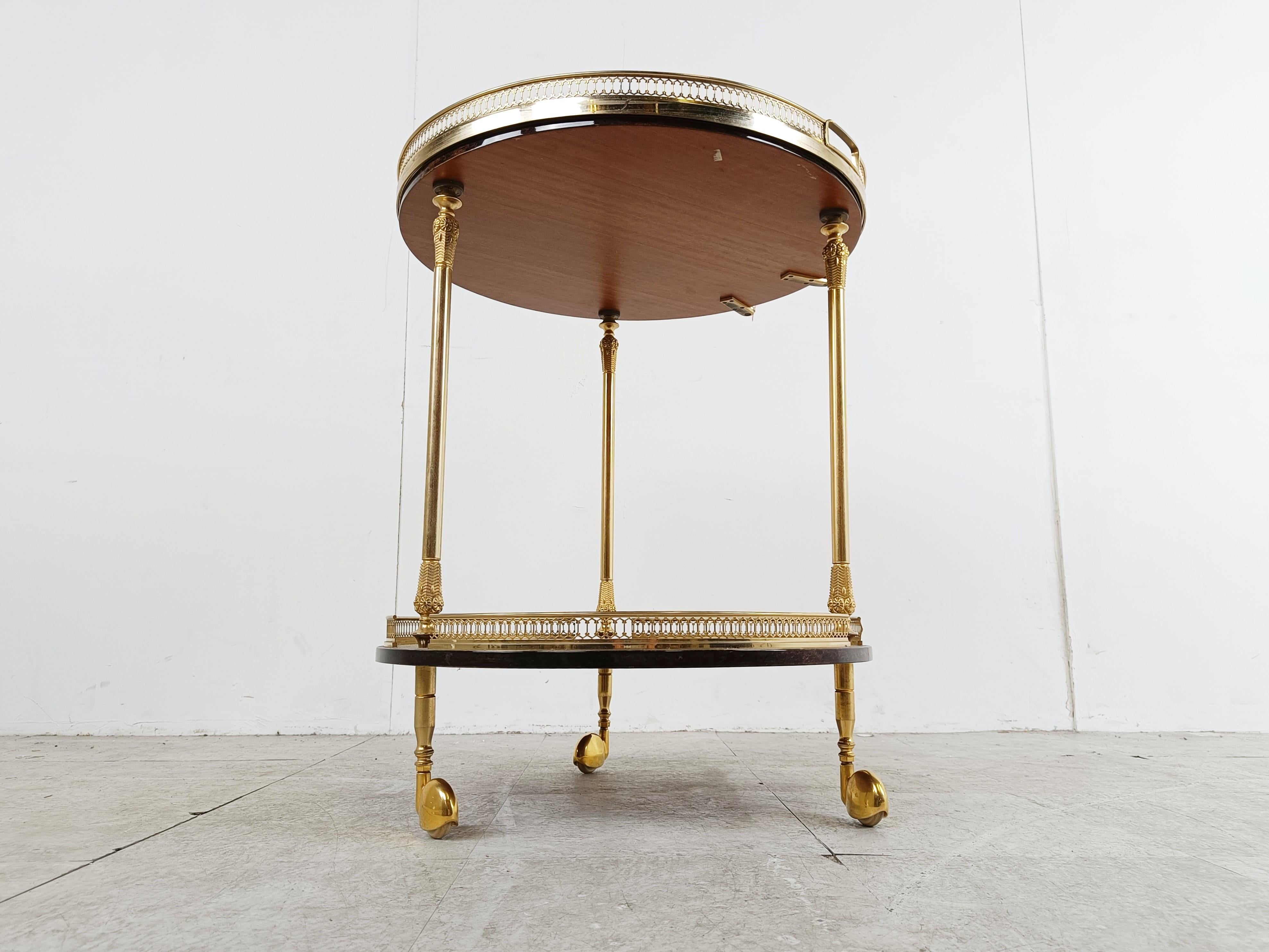 Mid-20th Century Italian Lacquered Goatskin / Parchment Serving Bar Cart by Aldo Tura, 1960s